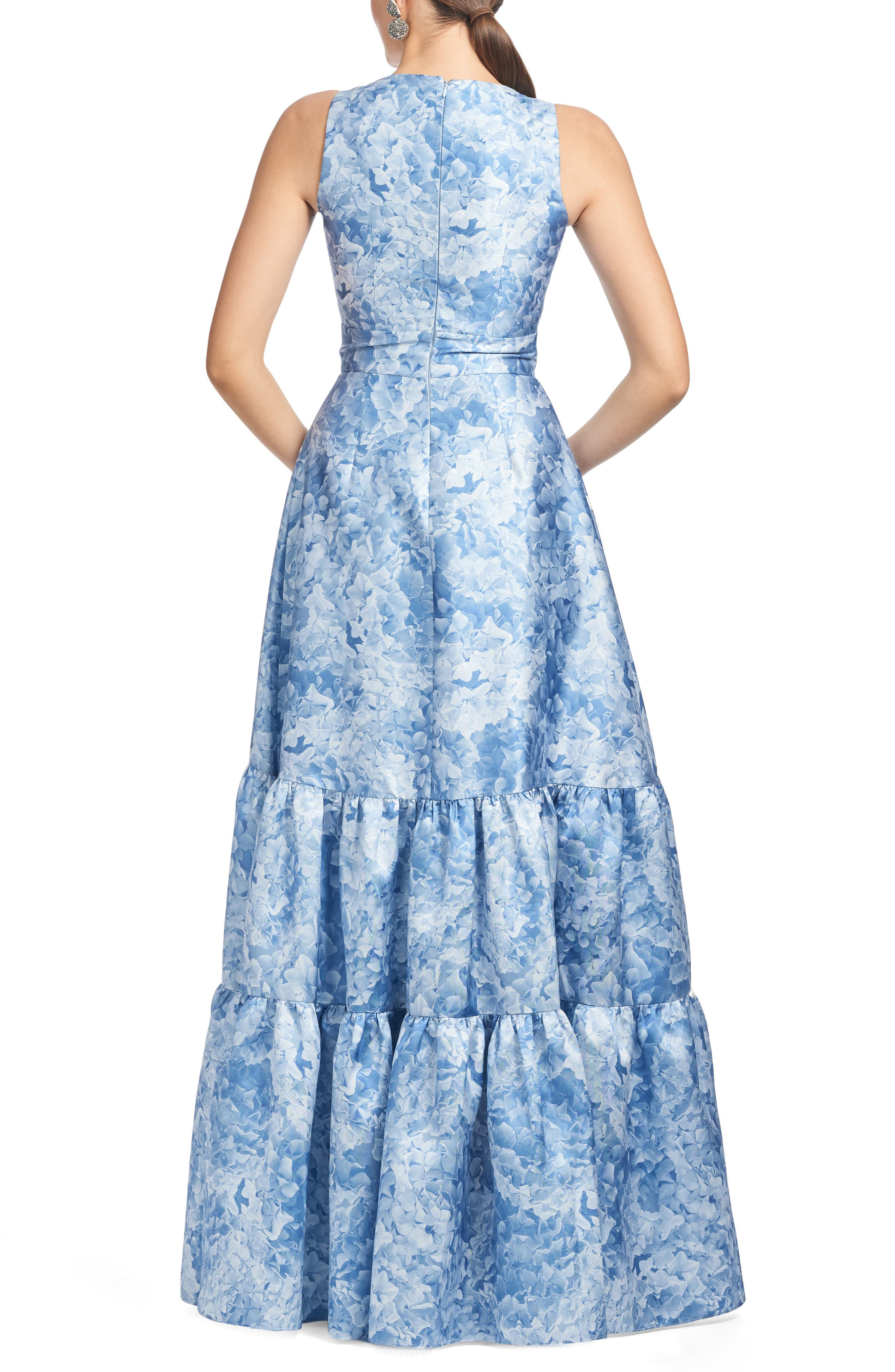 Sachin & Babi Rori Floral Sleeveless Tiered Mikado Gown in Hydrangea Blooms at Nordstrom - 2