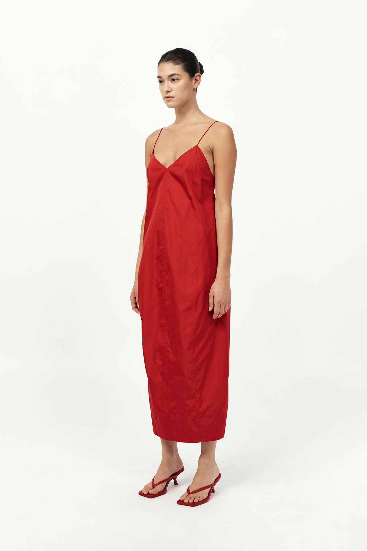 Paper Taffeta Cocoon Dress - Red - 3
