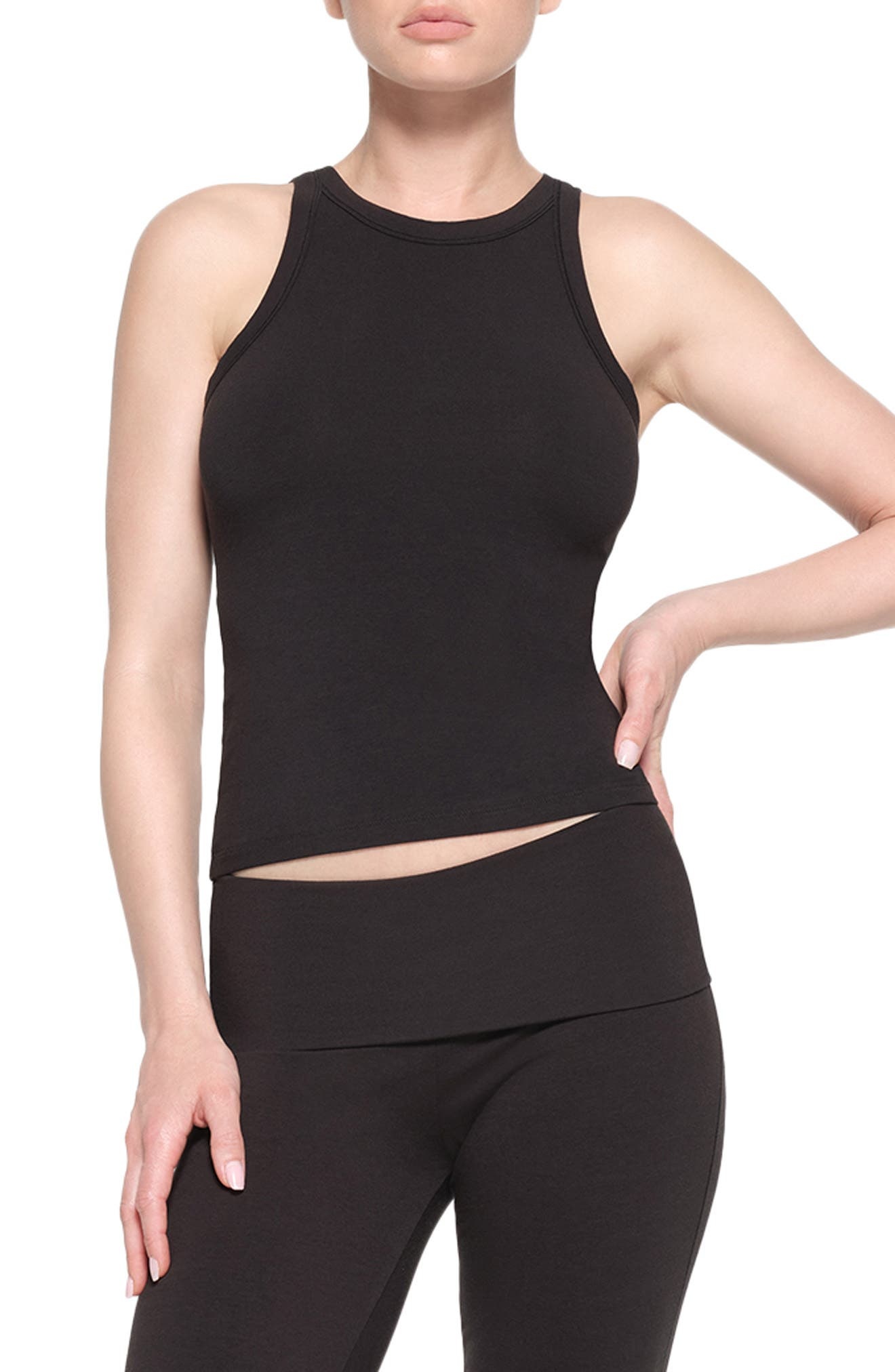 SKIMS Stretch Cotton Jersey Tank in Soot at Nordstrom - 1