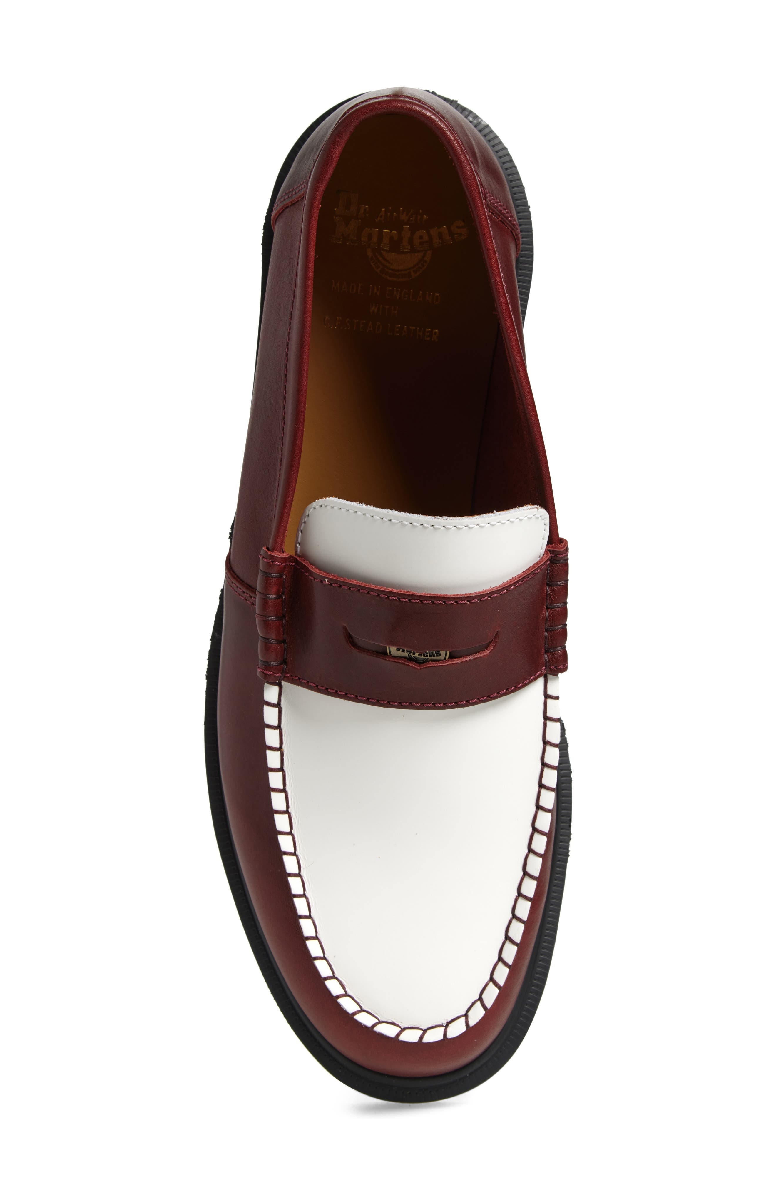 Dr. Martens Penton Two-Tone Penny Loafer in Burgundy White Classic Calf at Nordstrom - 5