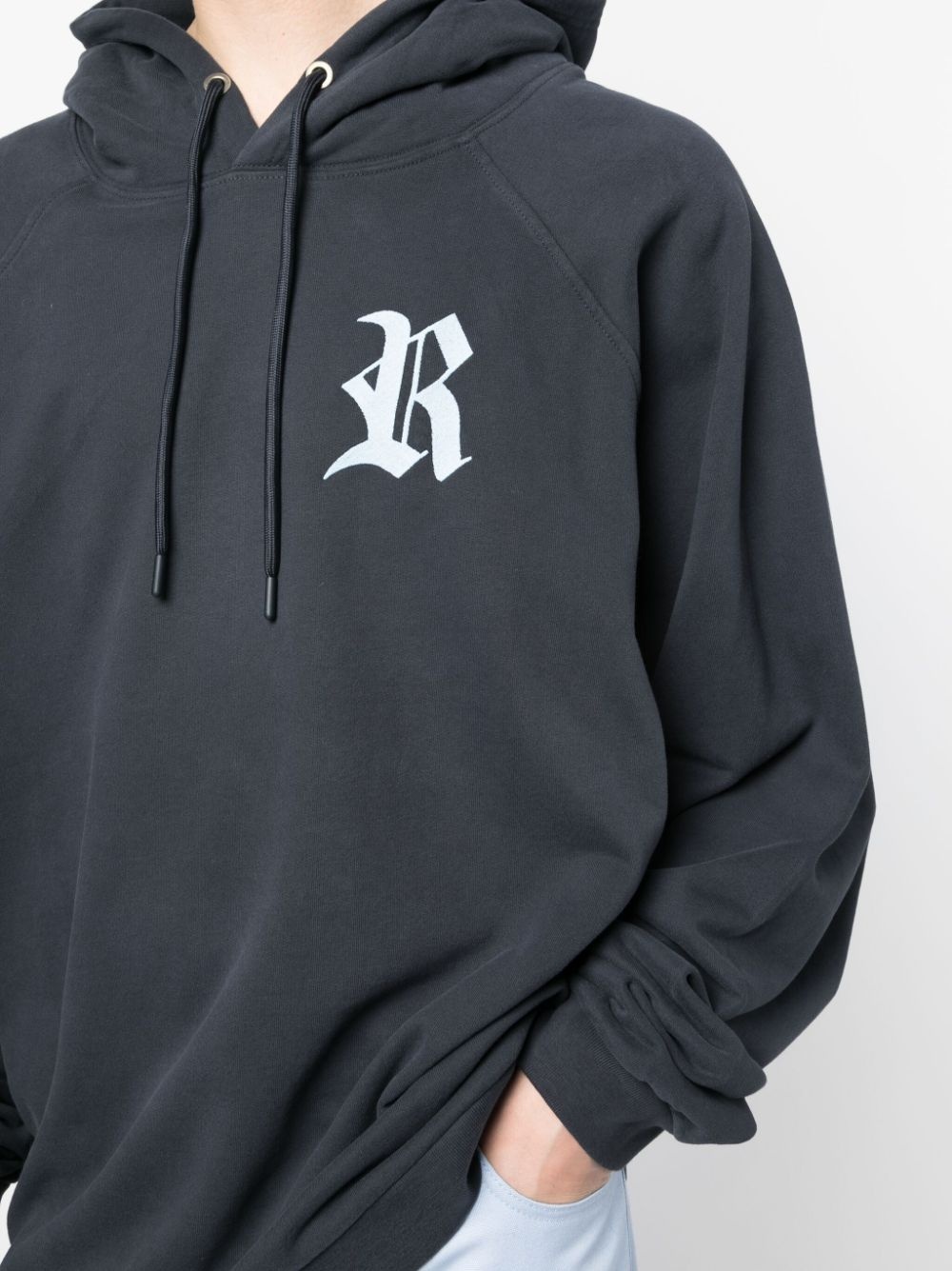 logo-embroidered cotton hoodie - 5