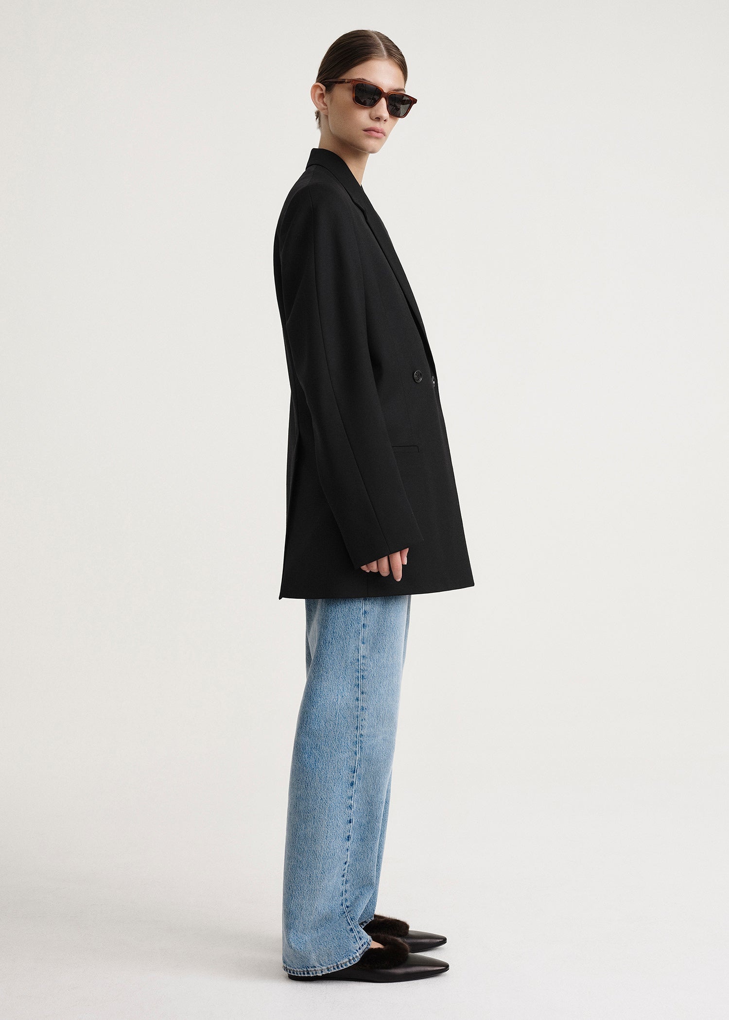 Double-breasted vent blazer black - 3