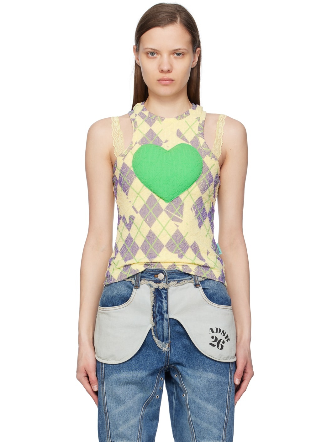 SSENSE Exclusive Yellow Puffy Heart Saver Tank Top - 1
