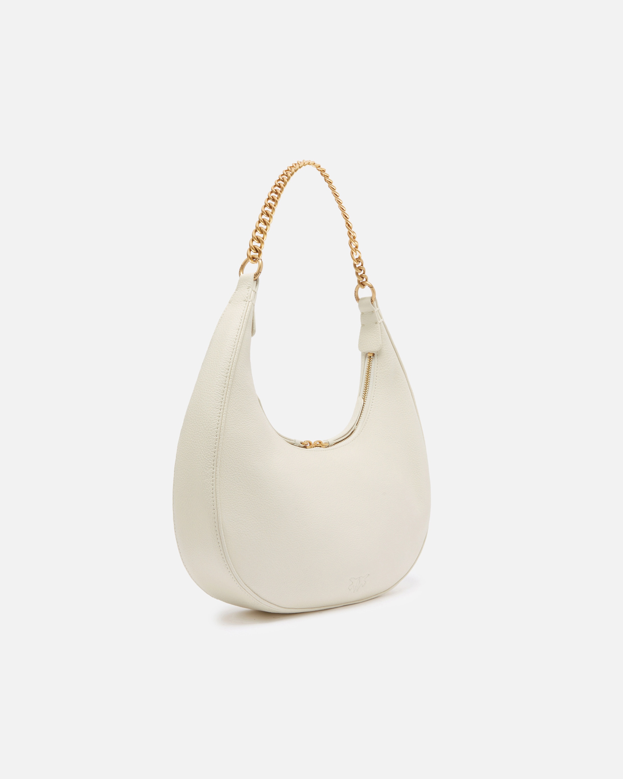 LARGE TUMBLED LEATHER SHOULDER BAG WITH CHAIN - 2