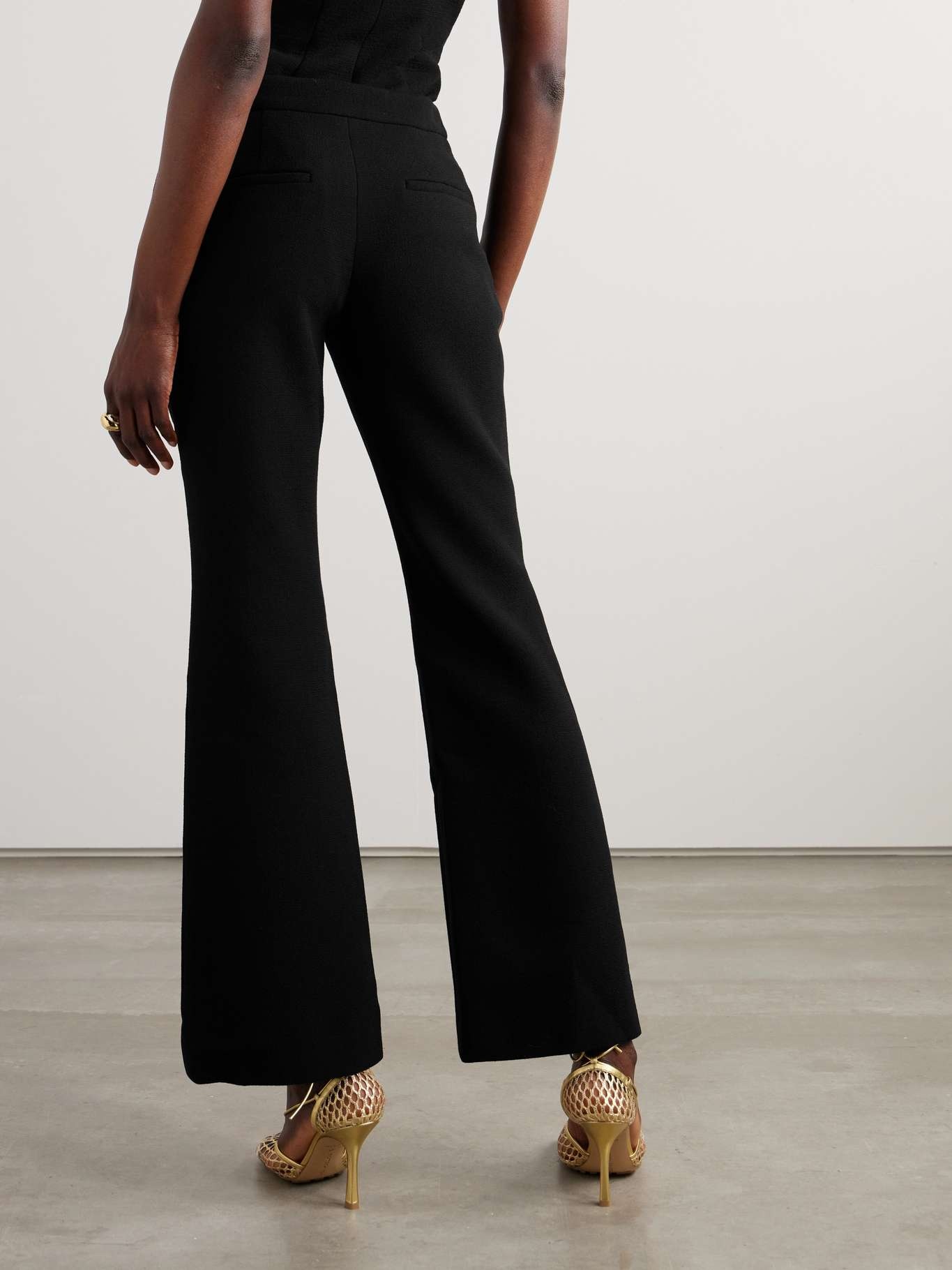 Wool-crepe flared pants - 4