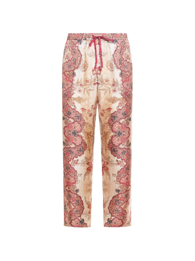 floral-pattern drawstring-fastening trousers 1
