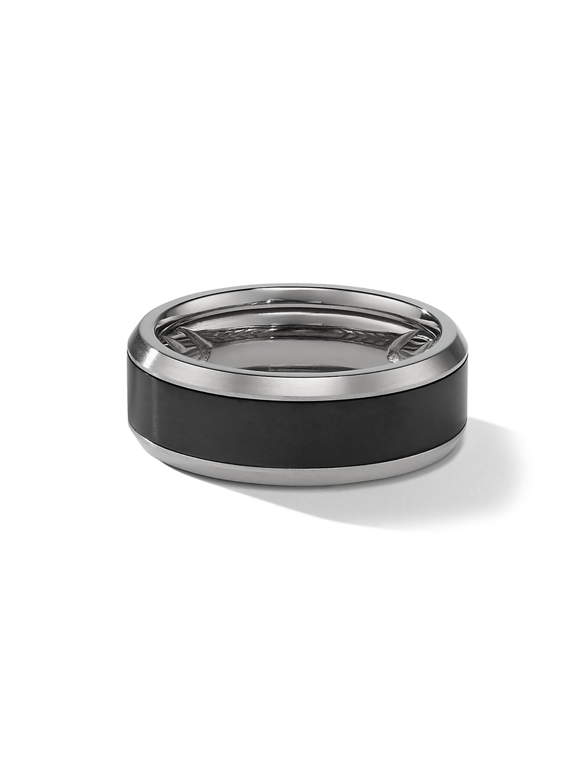 Men's Beveled Band Ring in Titanium - Black - 1
