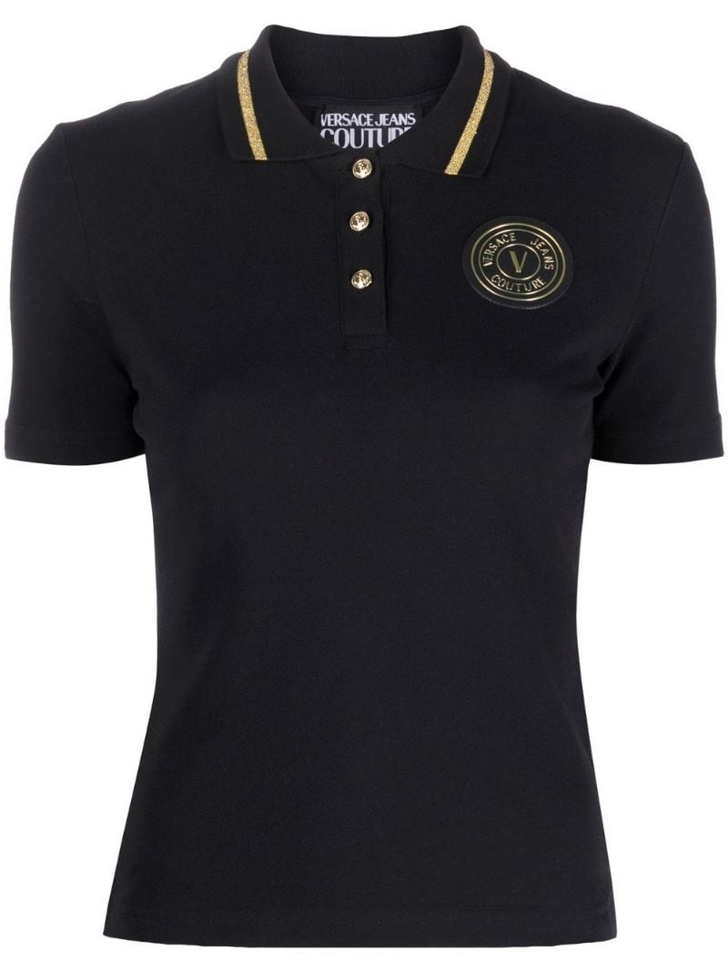 logo-patch polo shirt - 1