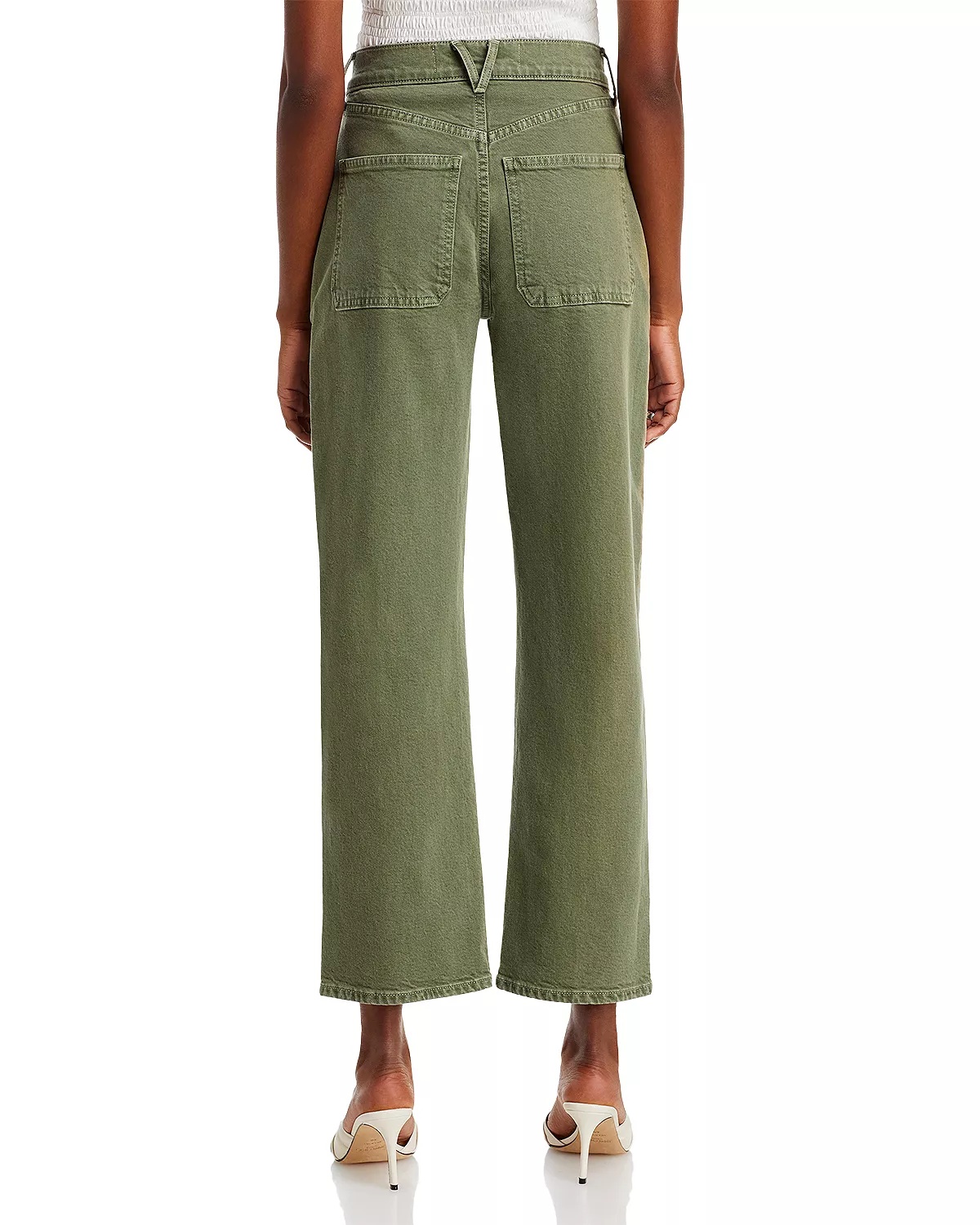 VERONICA BEARD Crosbie Cropped Wide Leg Jeans in Stone Army | REVERSIBLE