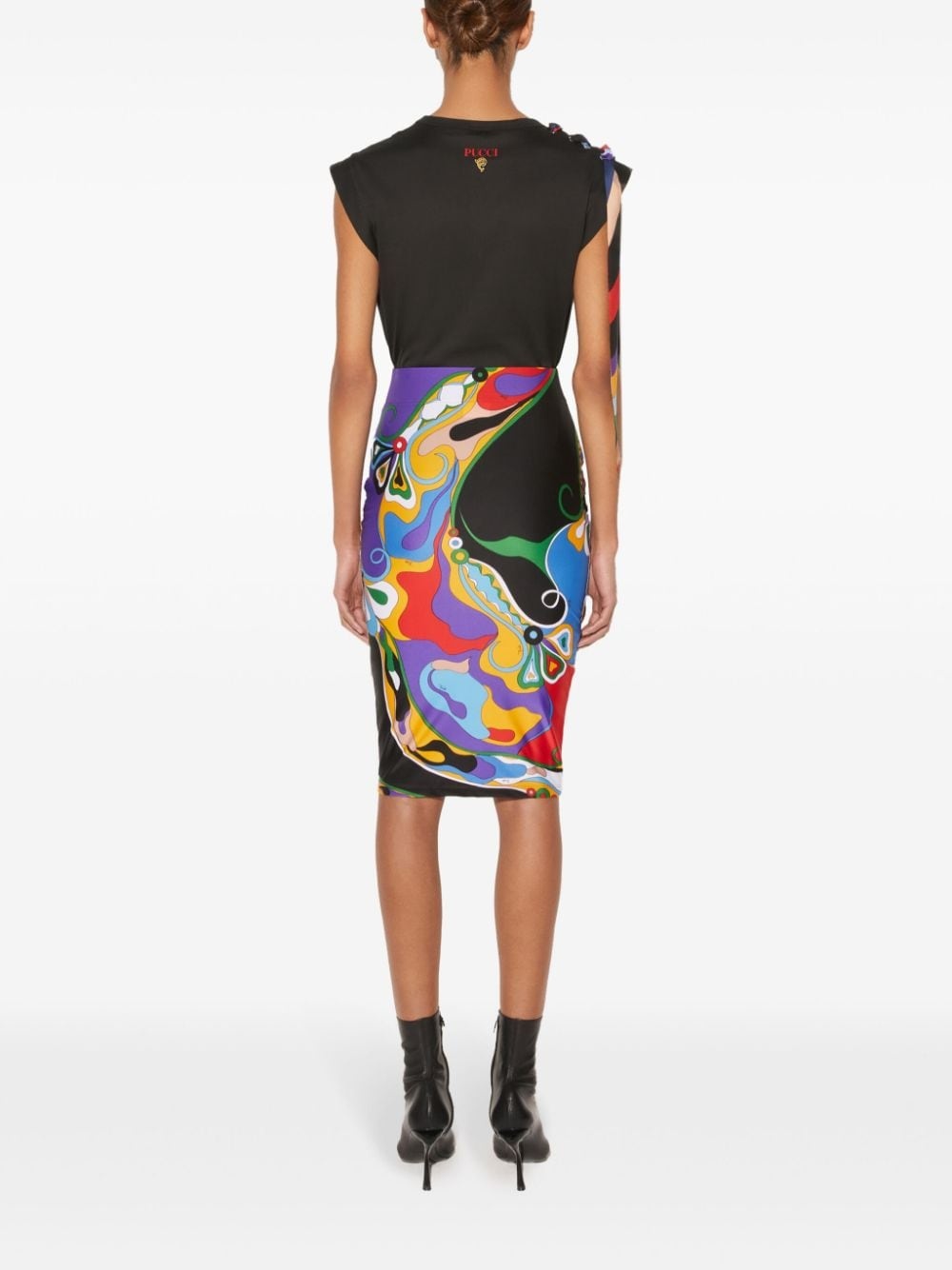 Orchidee-print pencil skirt - 4
