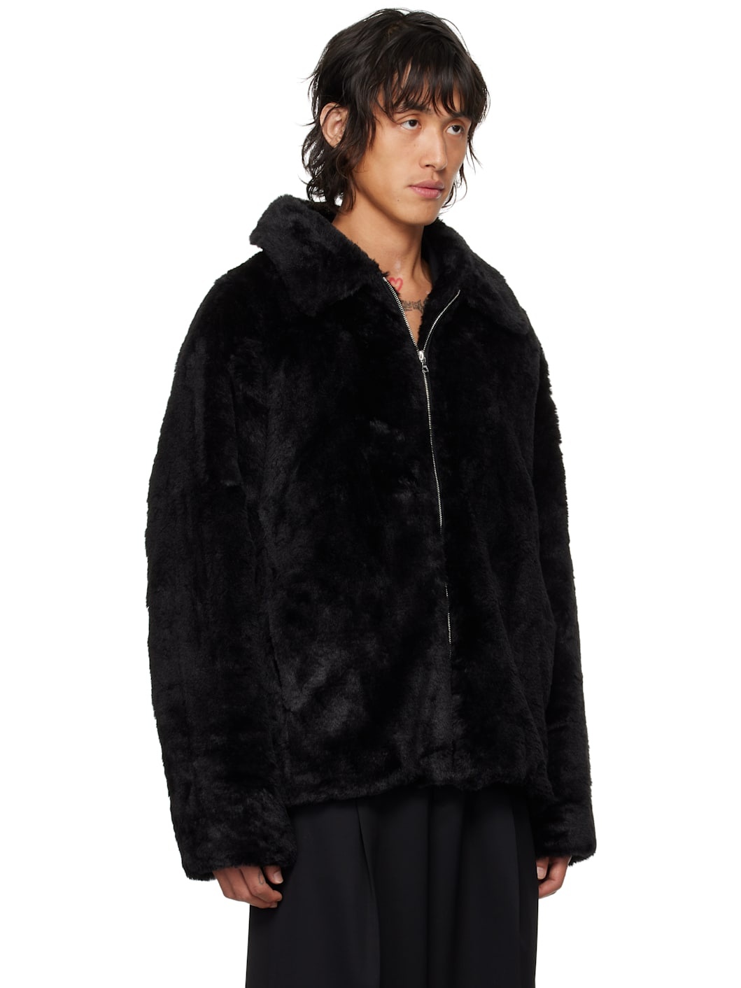 Black Acrylic Faux-Fur Jacket - 2