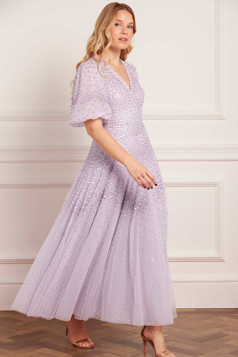 Needle & Thread Scallop Sequin V-Neck Ankle Gown outlook