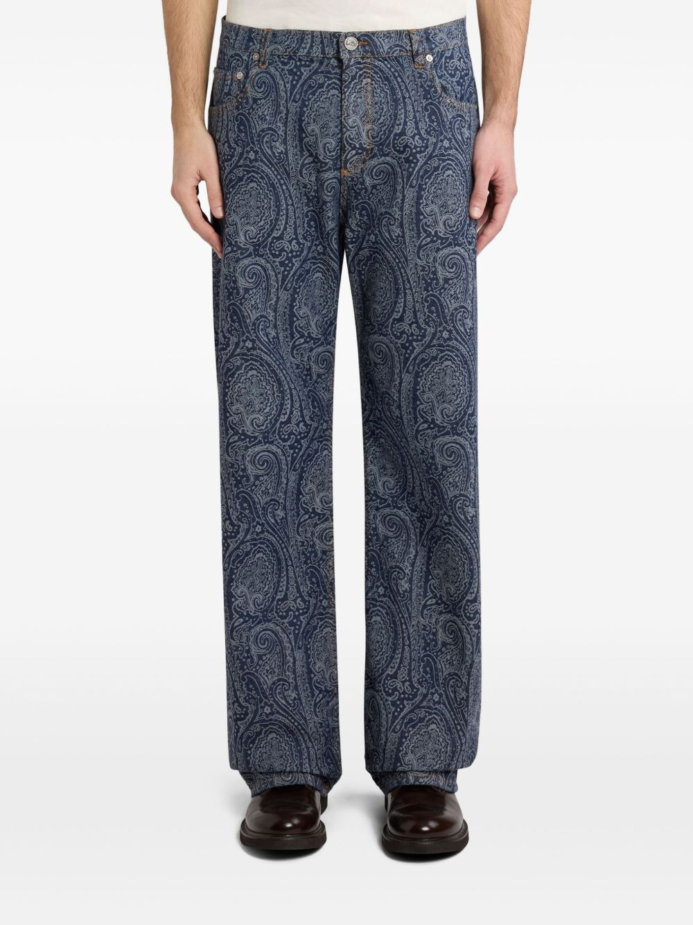 jacquard straight jeans - 2