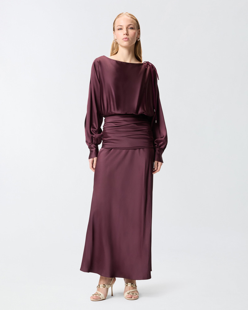 LONG SATIN DRESS WITH DRAPING 3