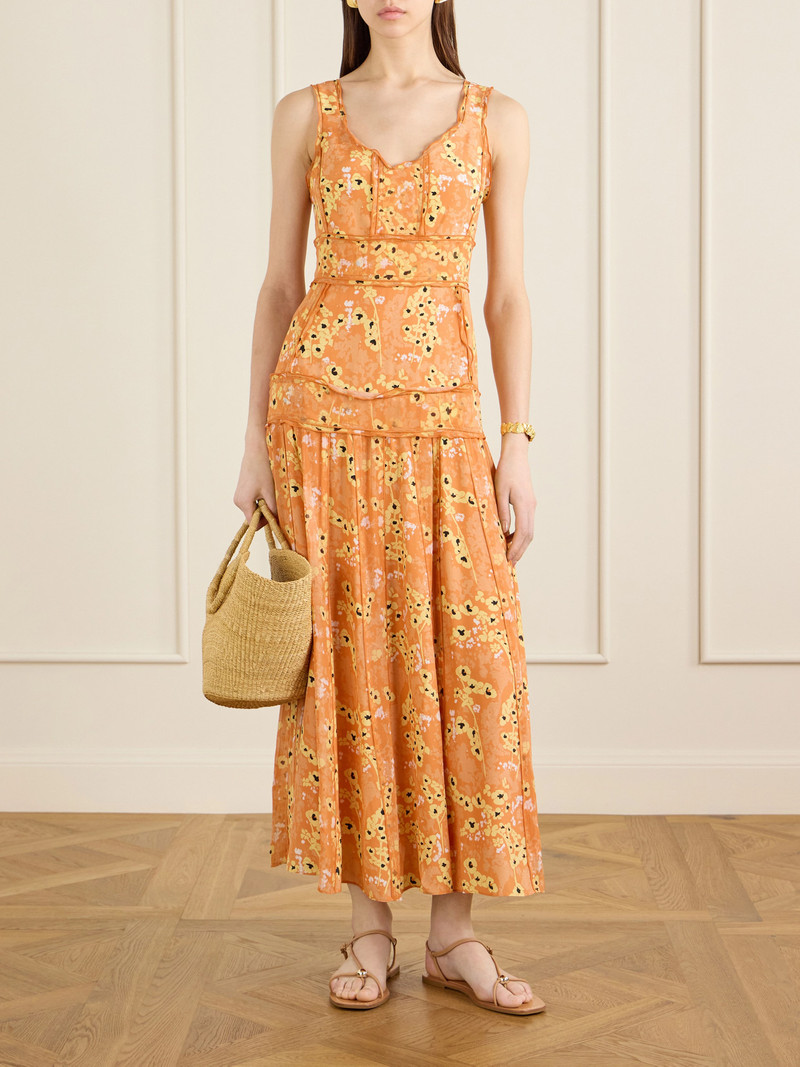 LA LIGNE Panelled Printed Silk Maxi Dress outlook