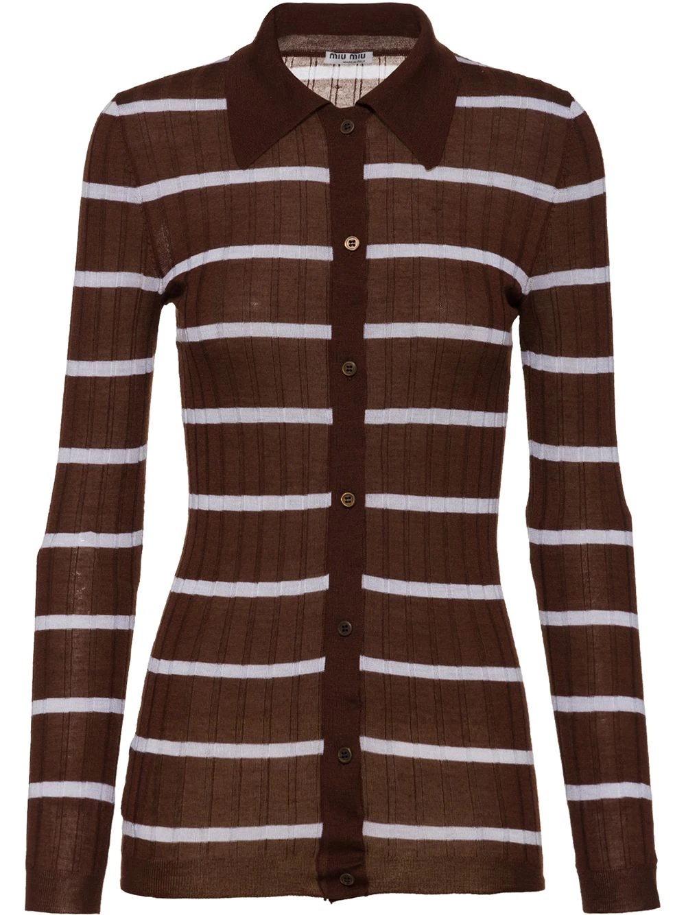 stripe ribbed knit cardigan - 1