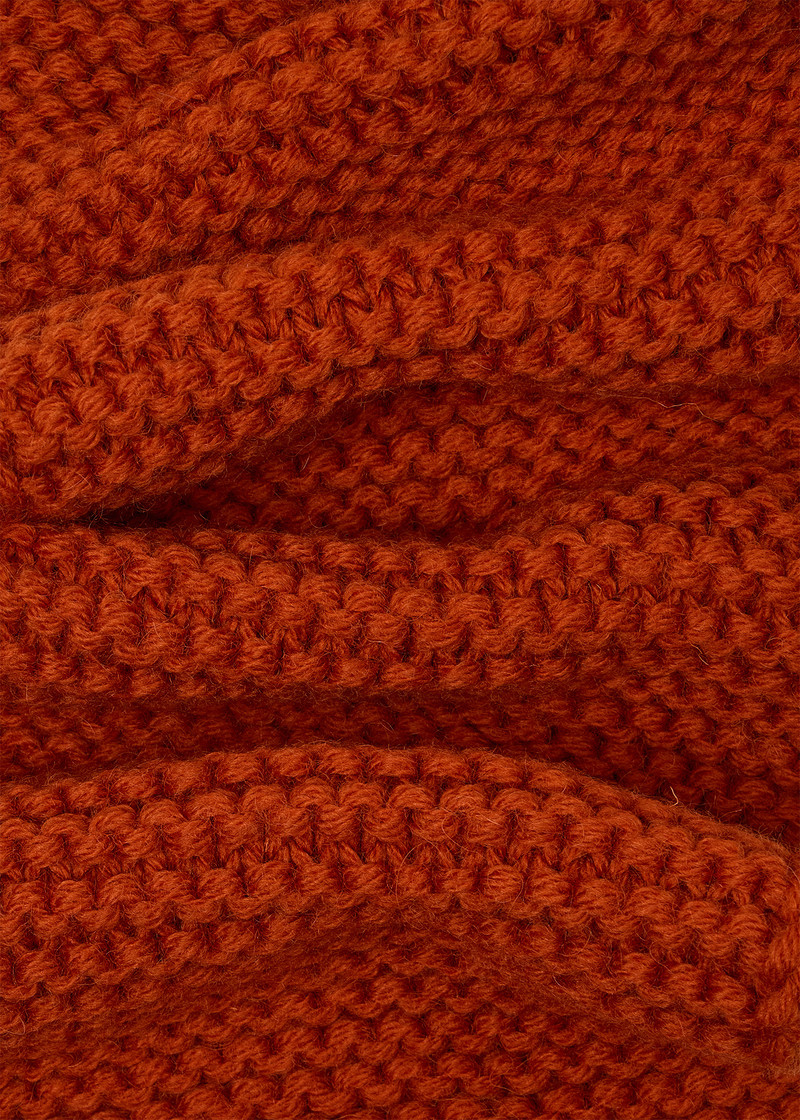 Burnt Orange Chunky Knit Wool Scarf 4