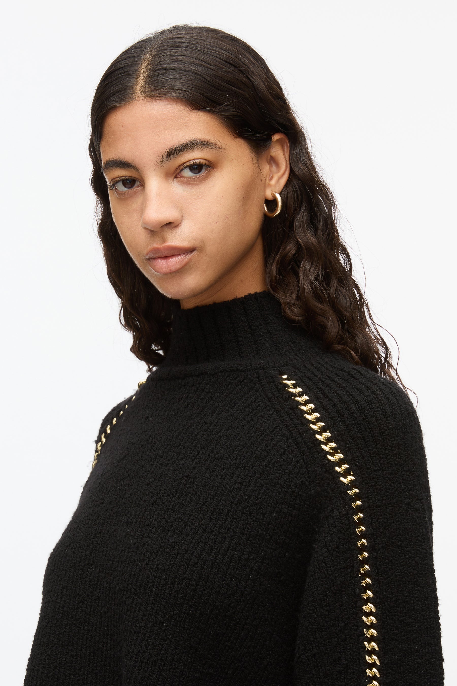 Chainlink Bouclé Turtleneck Pullover - 6
