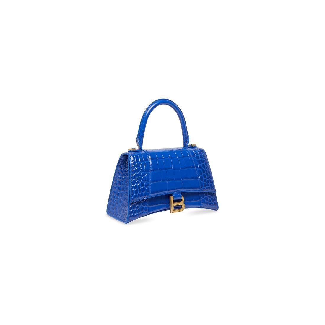 Women's Hourglass Small Handbag Crocodile Embossed  in Electric Blue - 5