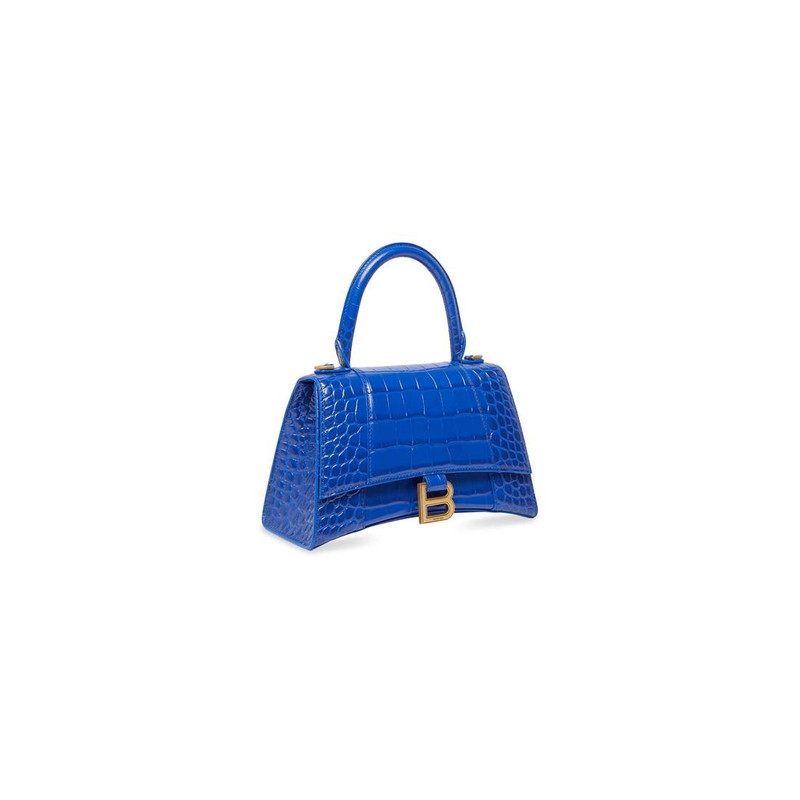 Women's Hourglass Small Handbag Crocodile Embossed  in Electric Blue 5