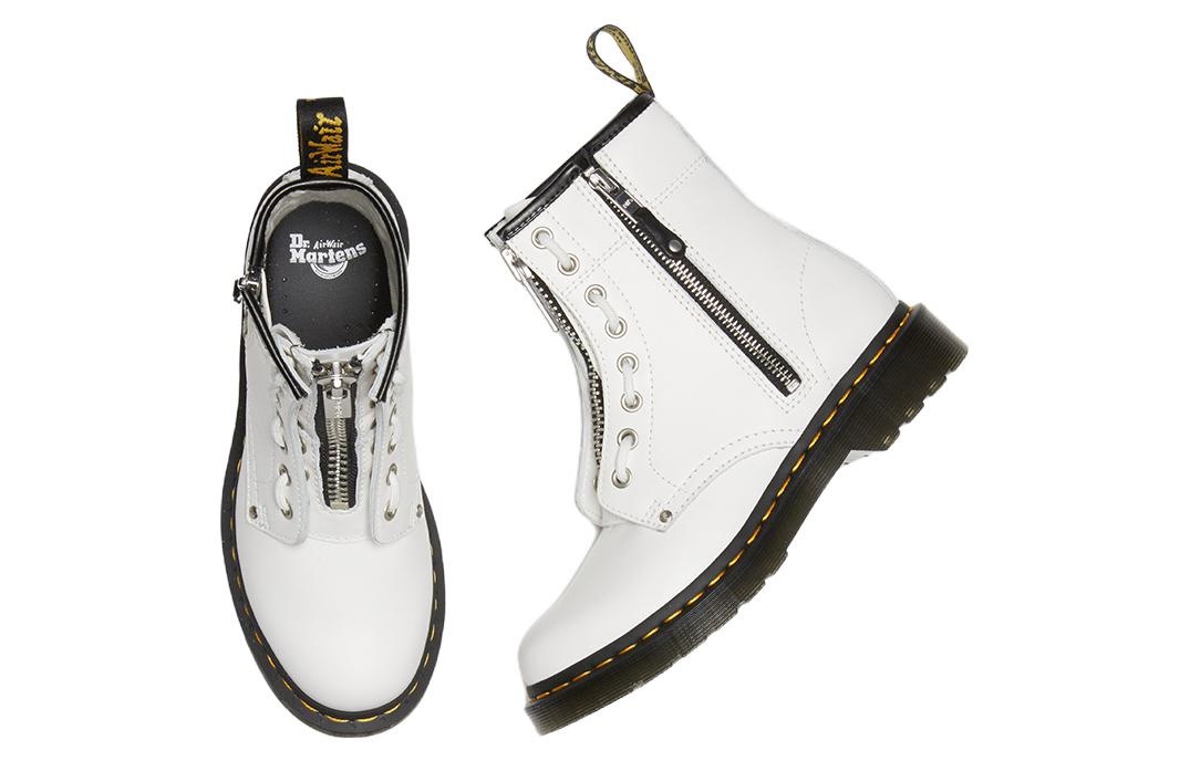 (WMNS) Dr. Martens 1460 Double Zip Leather Lace Up Boots 'White' 27624100 - 4