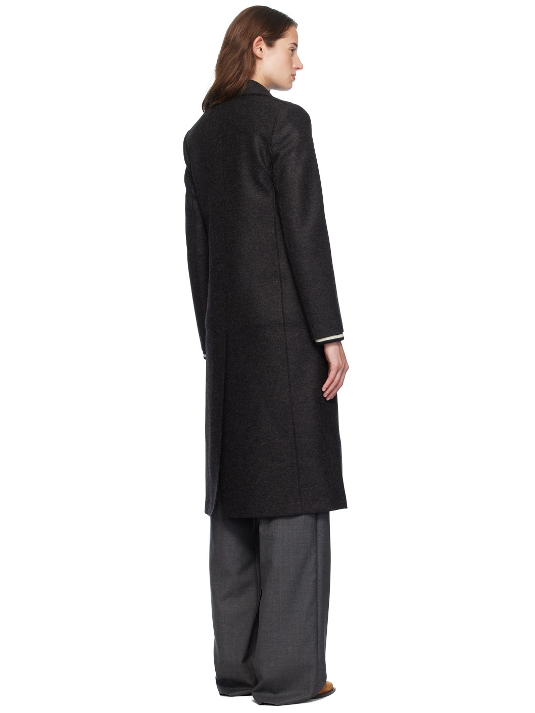 Gray Shoulder Pad Coat - 3