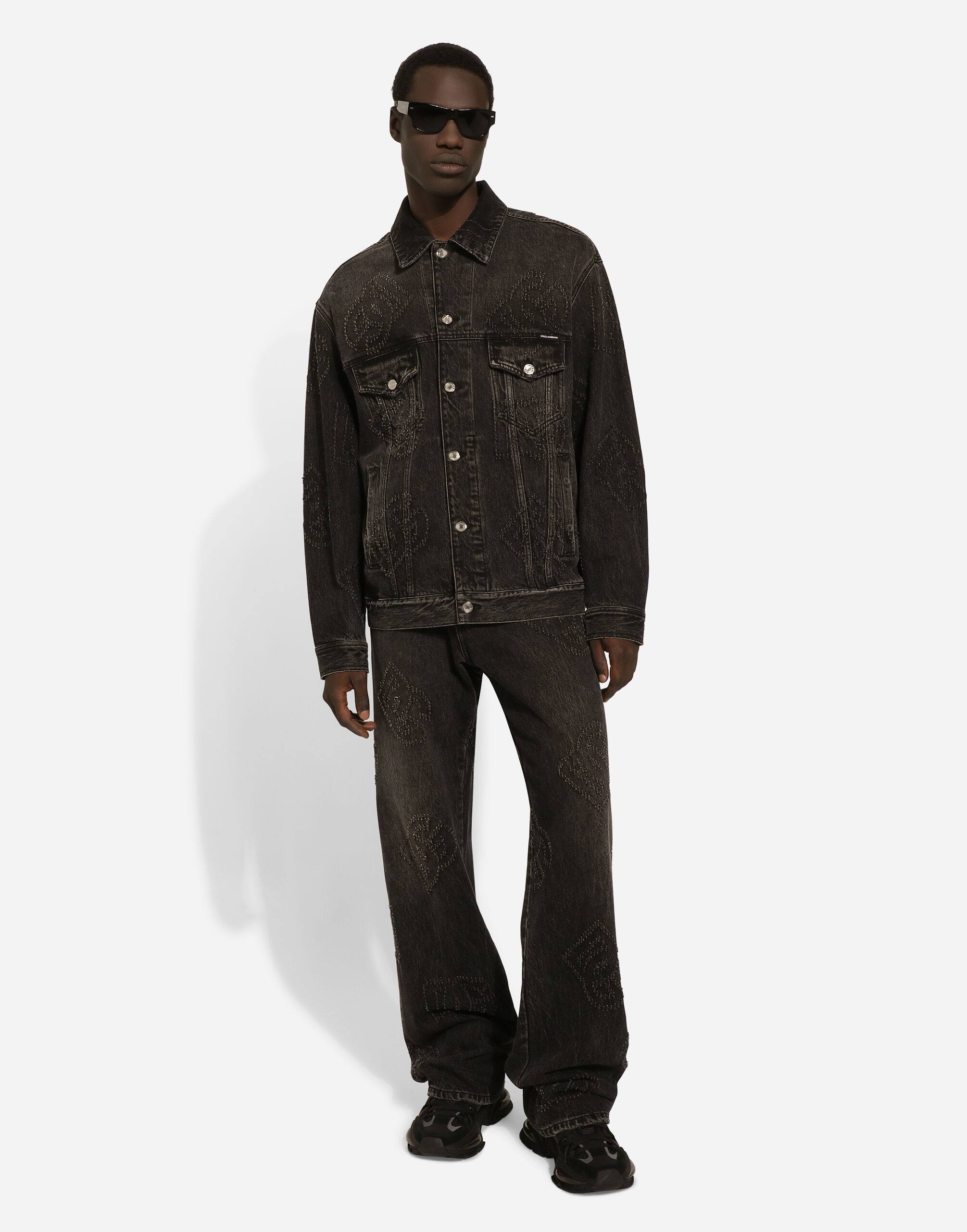 Oversize gray washed denim jeans - 5