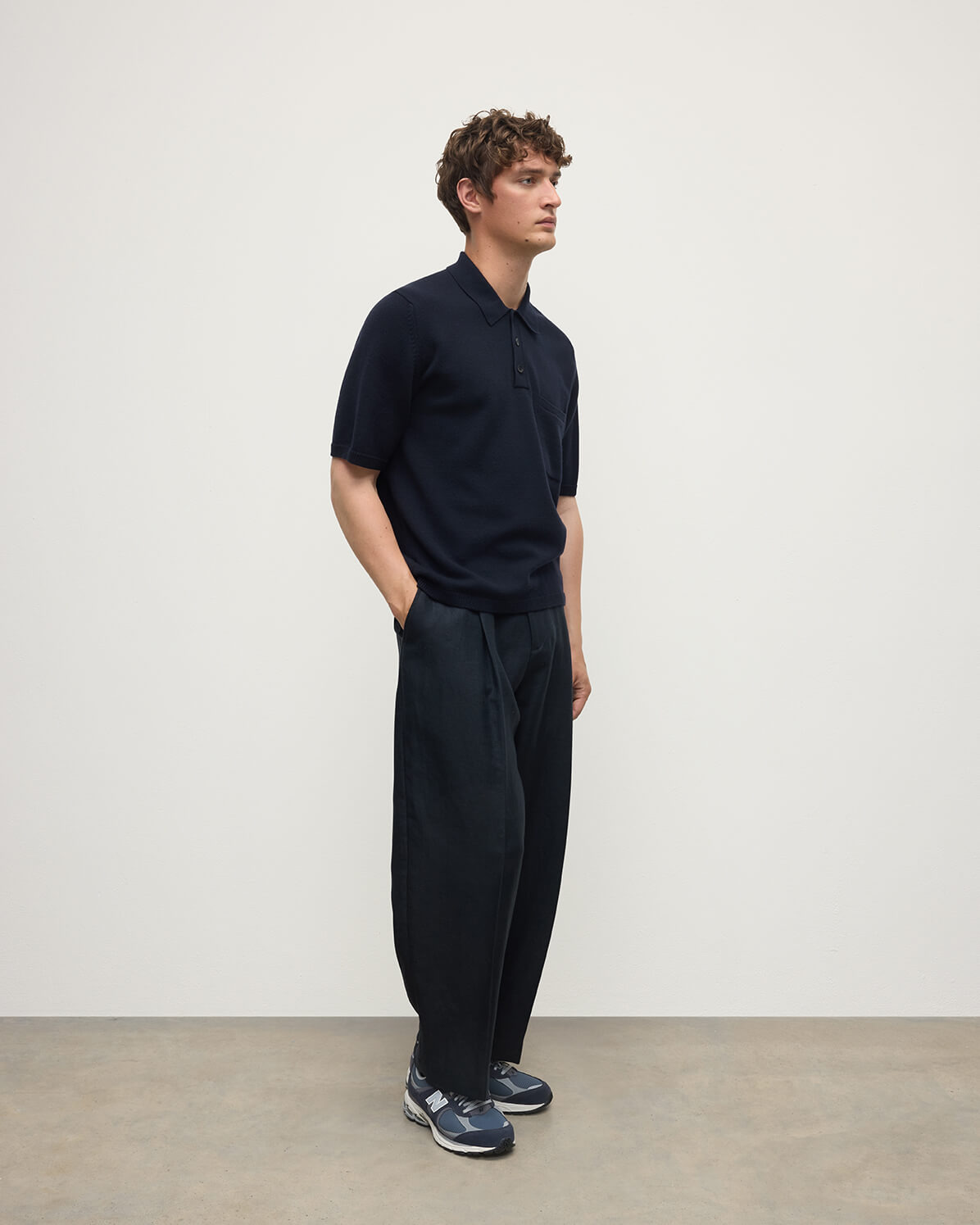 Superfine Merino Relaxed Navy Polo Shirt - 3