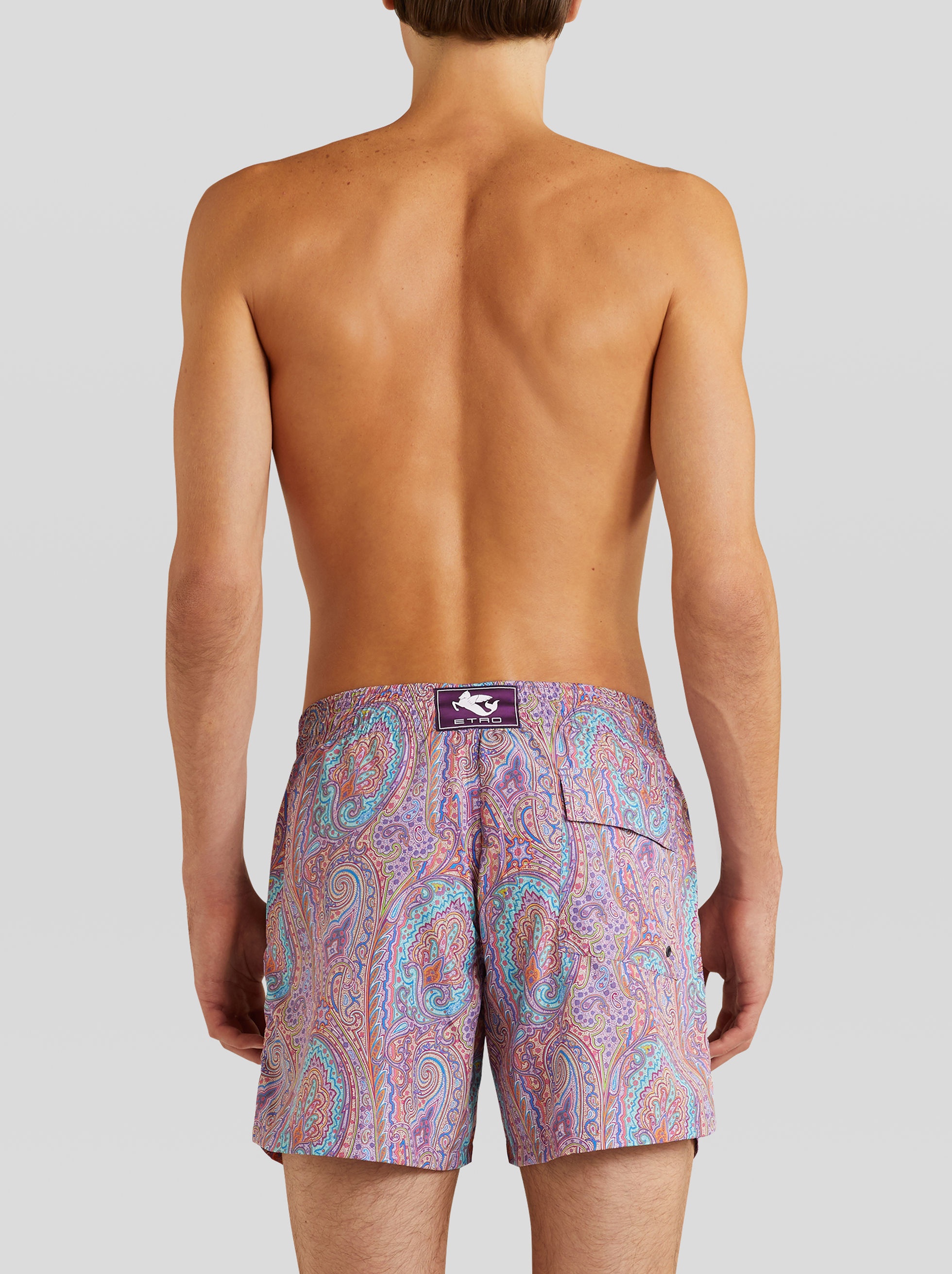 FLORAL PAISLEY PATTERN SWIM SHORTS - 4