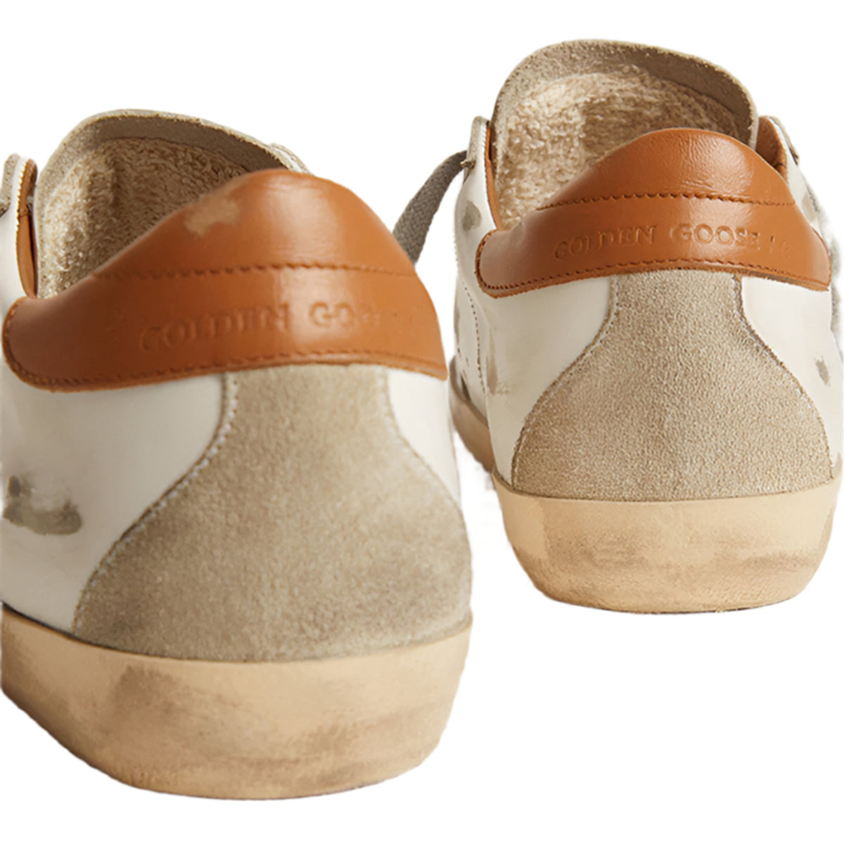 MEN’S SUPER STAR WITH SUEDE STAR SNEAKERS (WHITE/ICE/LIGHT BROWN) - 4