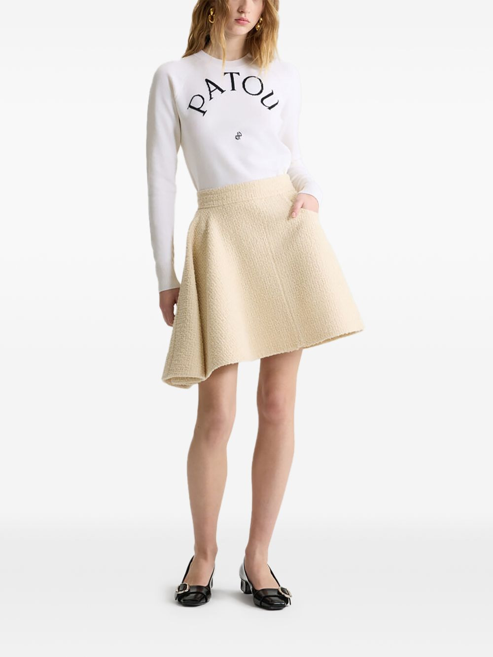 asymmetric tweed skirt - 2