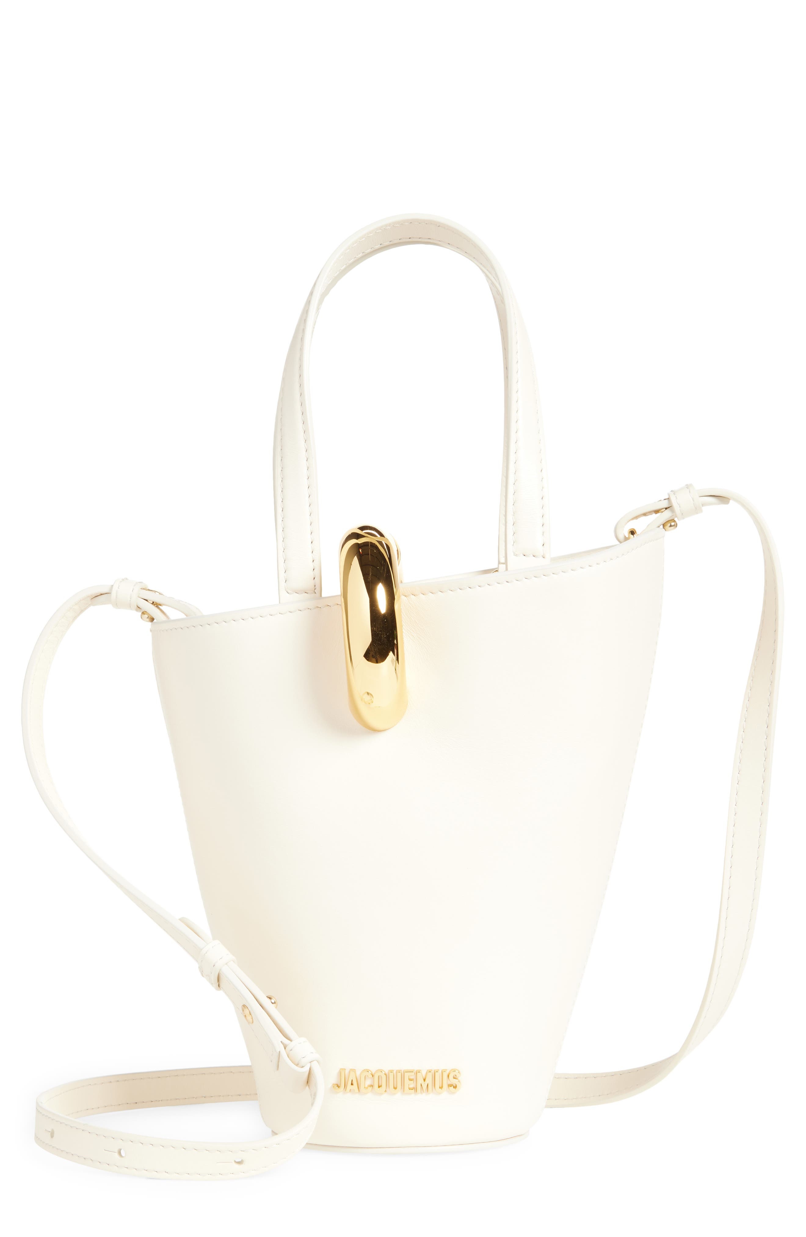 Jacquemus Le Petit Bambola Leather Bucket Bag in Light Ivory 115 at Nordstrom - 1