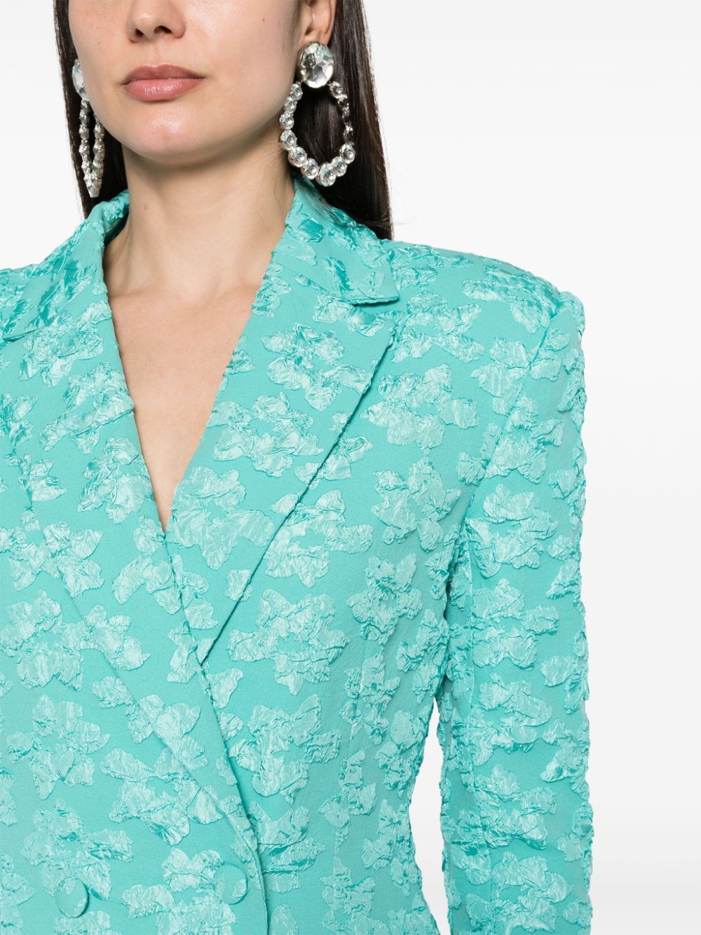 textured double-breasted blazer - 5