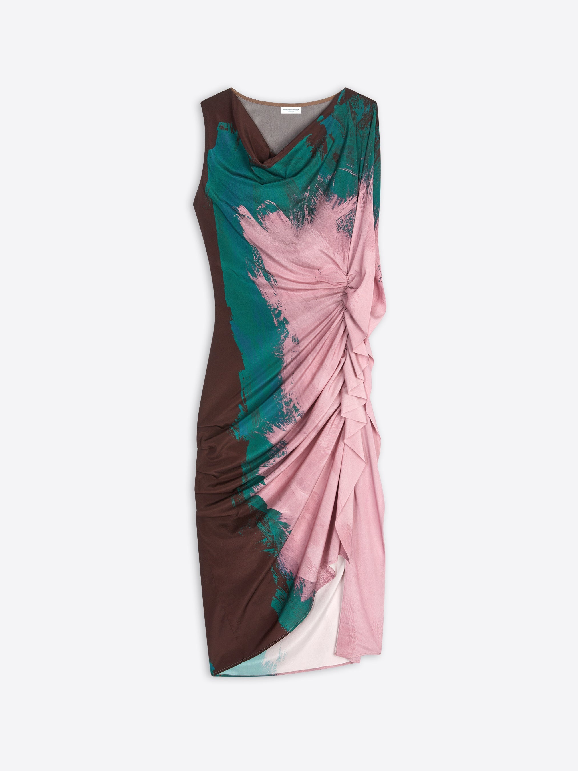 PRINTED DRAPED DRESS - 1