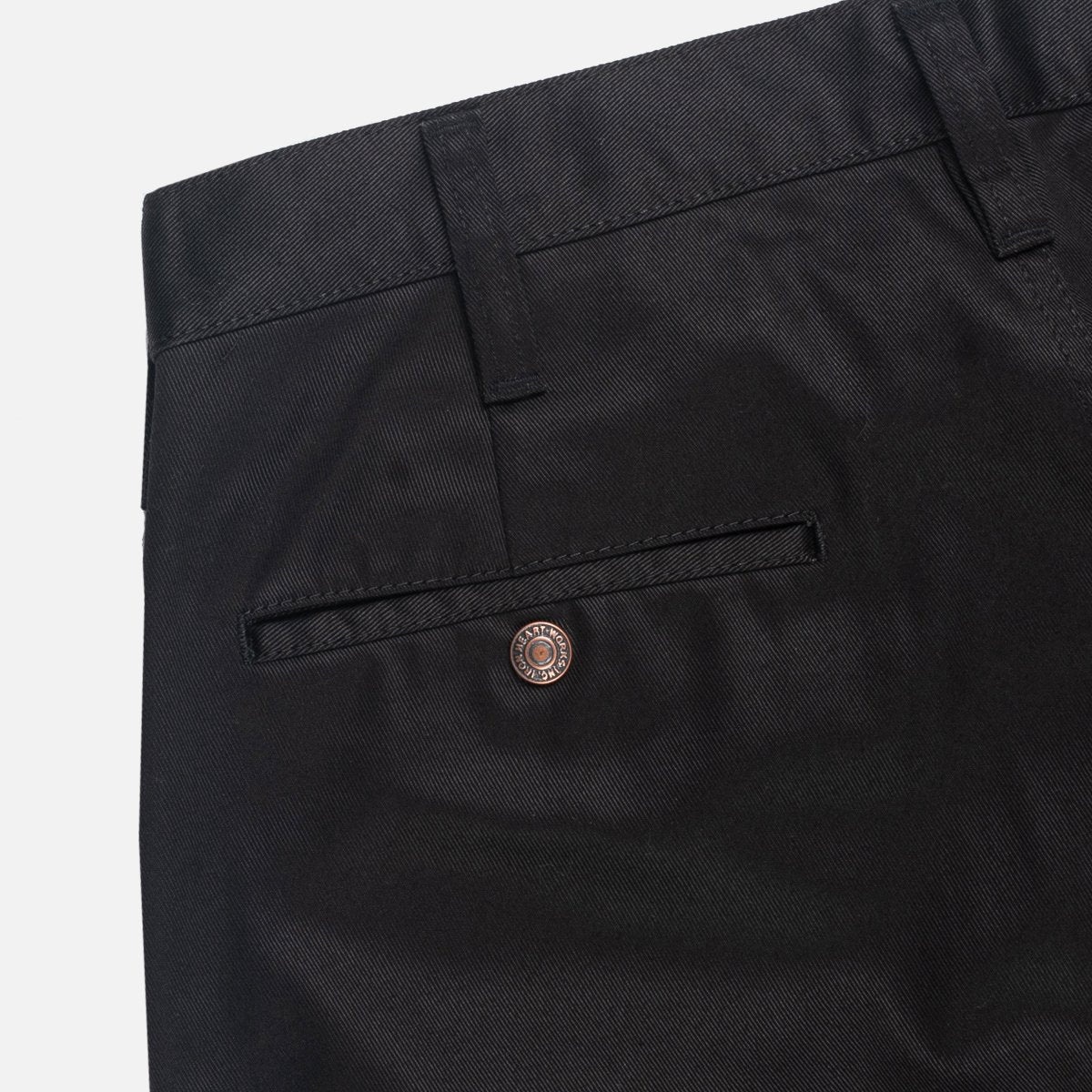 IH-721-BLK 9oz Mercerised Selvedge Cotton Slim Tapered Chinos Black - 3