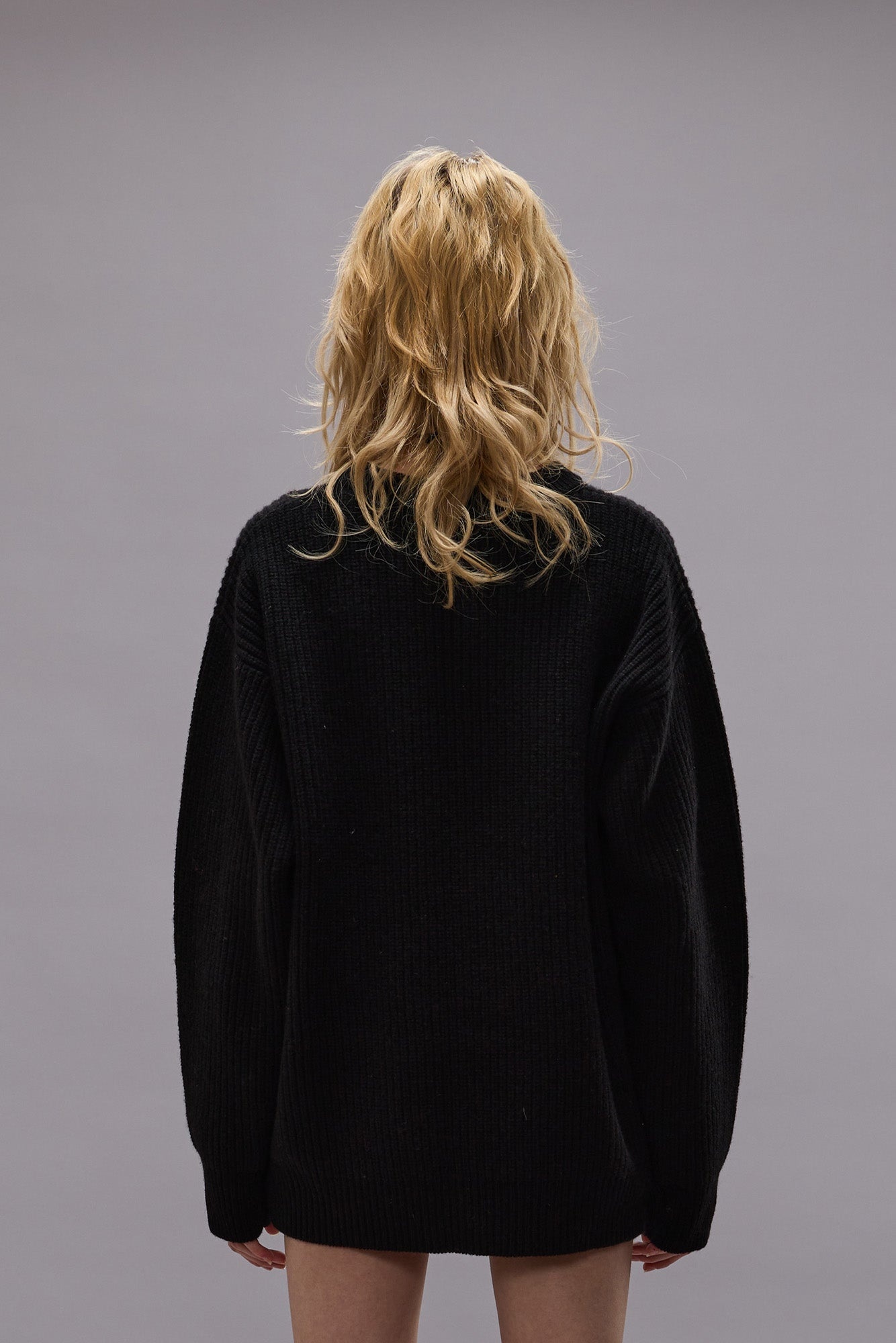 DIE YOUNG BOYFRIEND SWEATER - BLACK WITH NEEDLE PUNCHED GRAPHIC -R13 - 4
