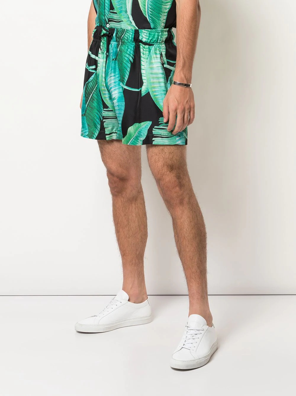 banana leaf satin shorts - 3