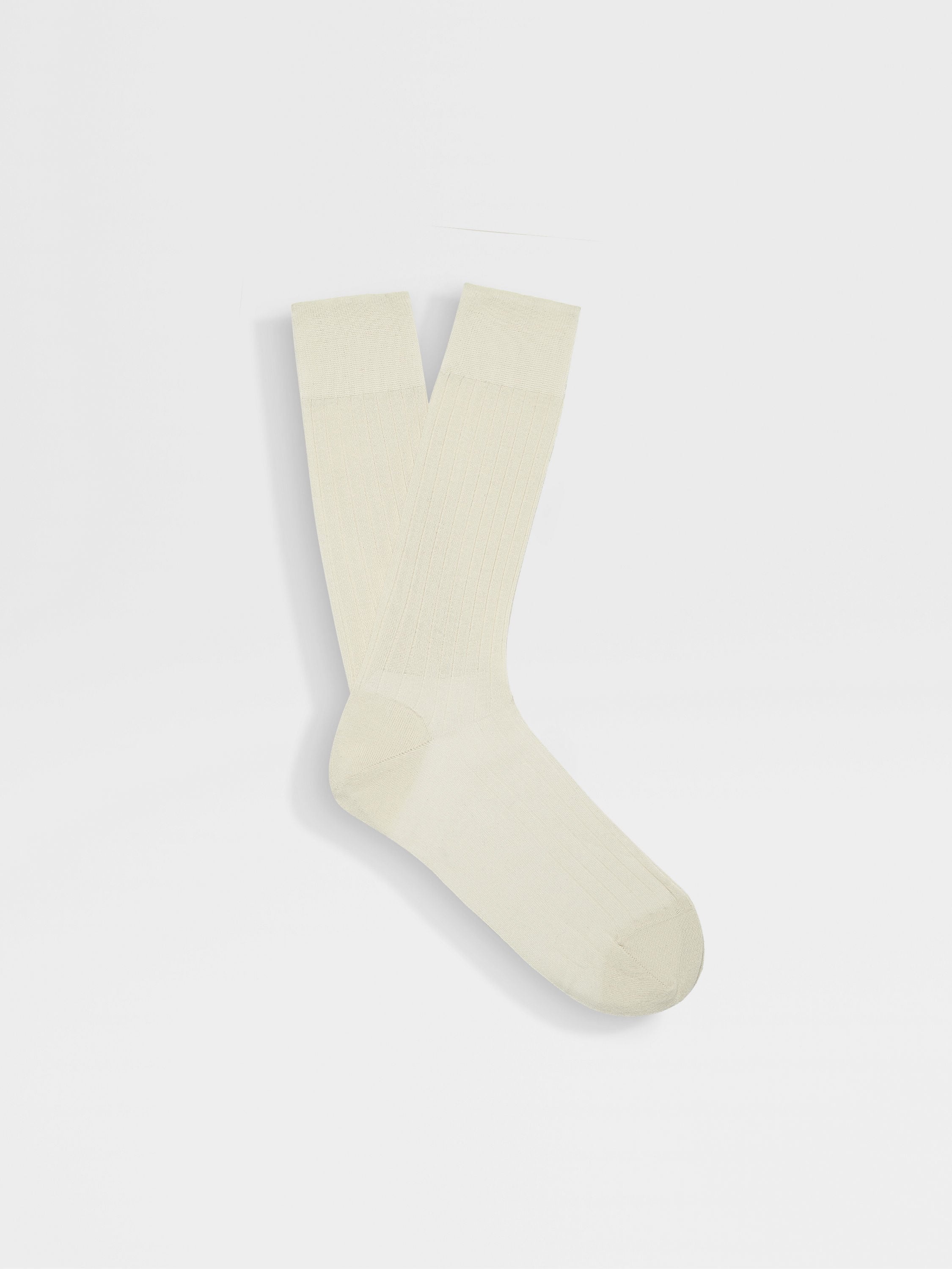 WHITE COTTON CASHMERE AND SILK SOCKS - 1