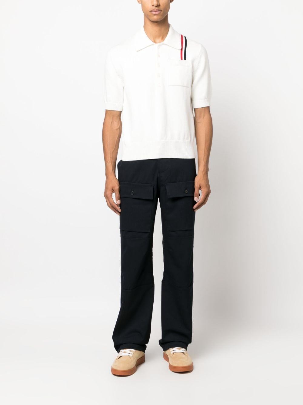 RWB stripe knitted polo shirt - 2