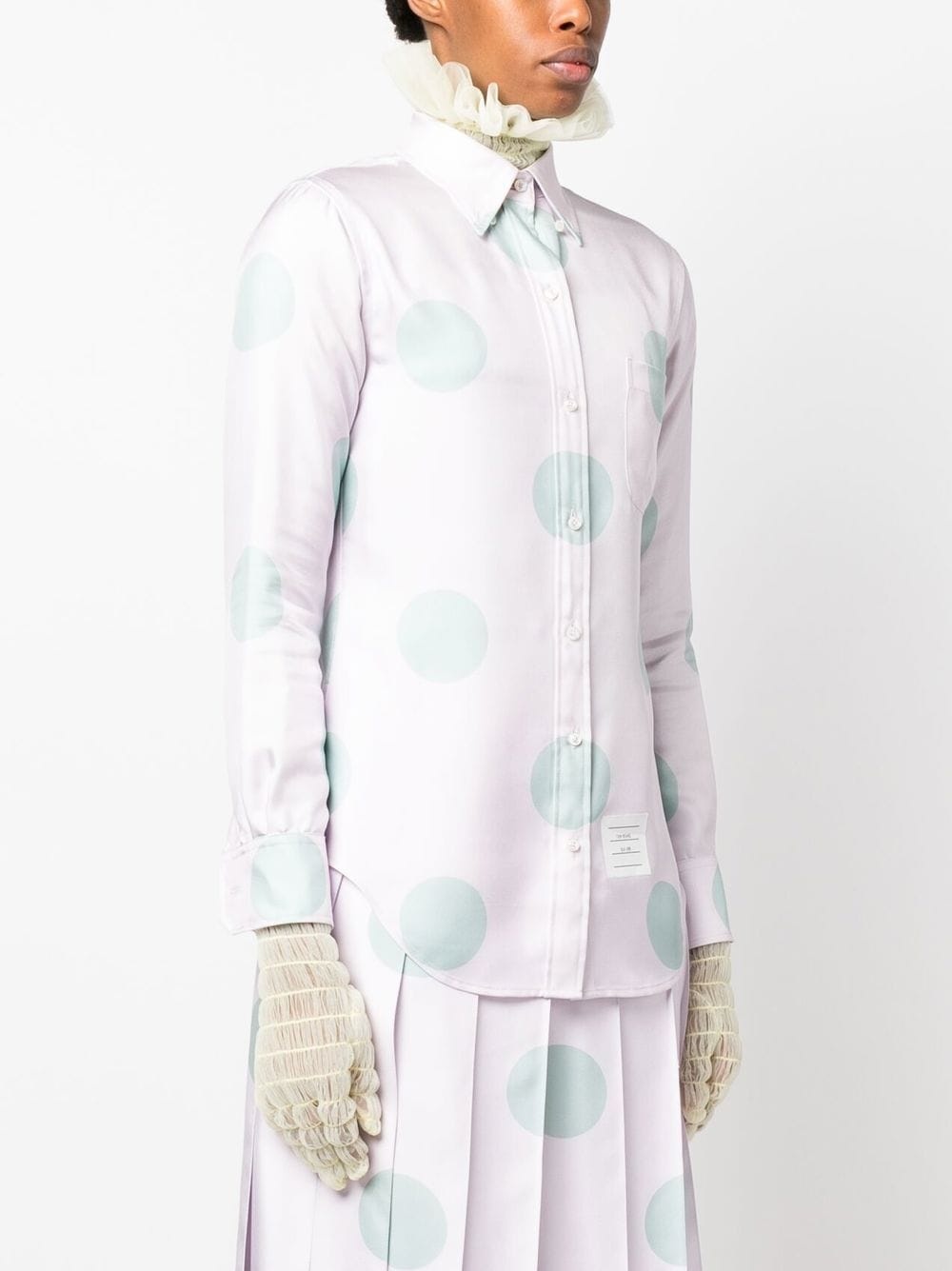 polka-dot silk long-sleeve shirt - 3