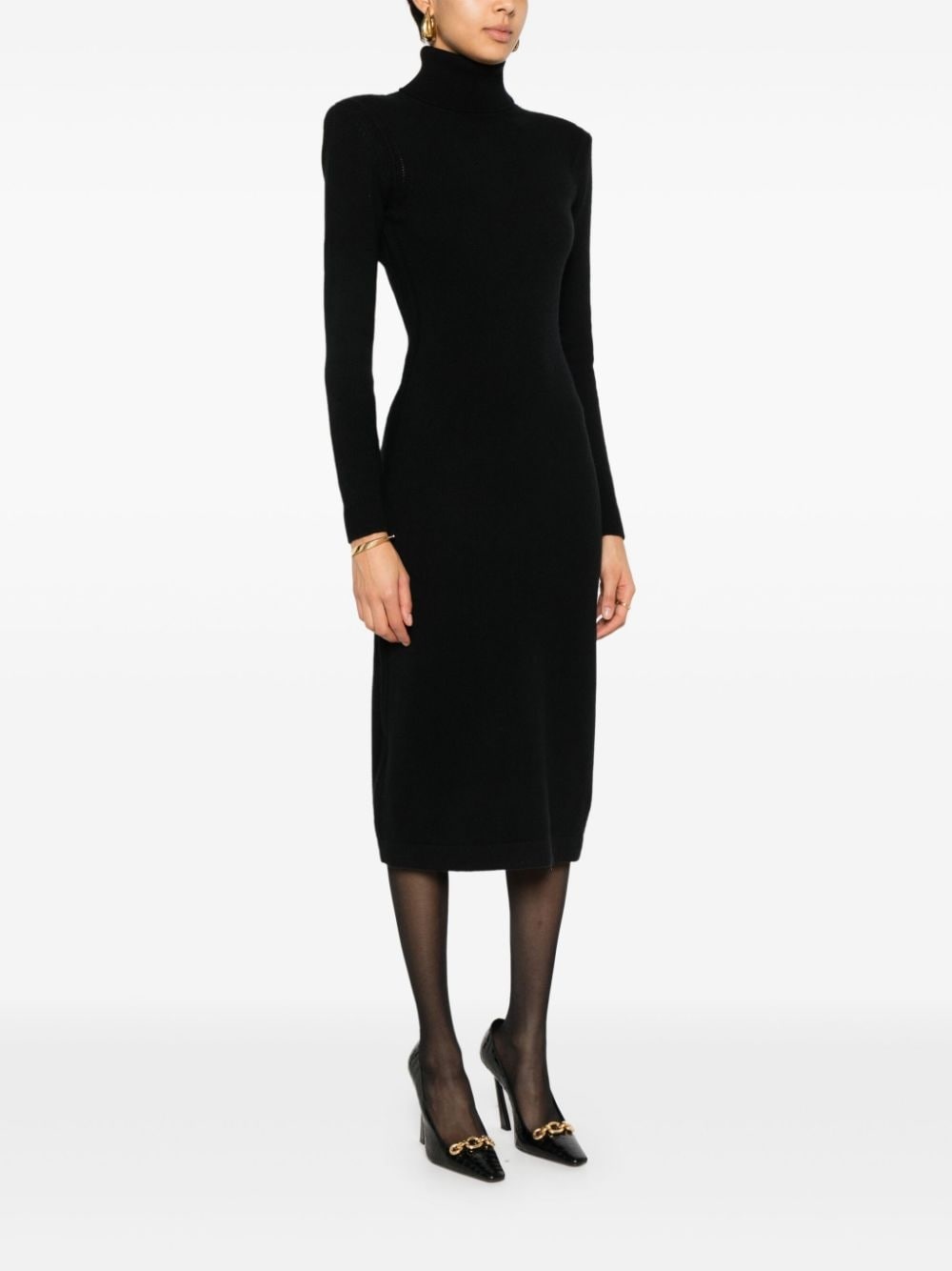 cut-out cashmere midi dress - 3