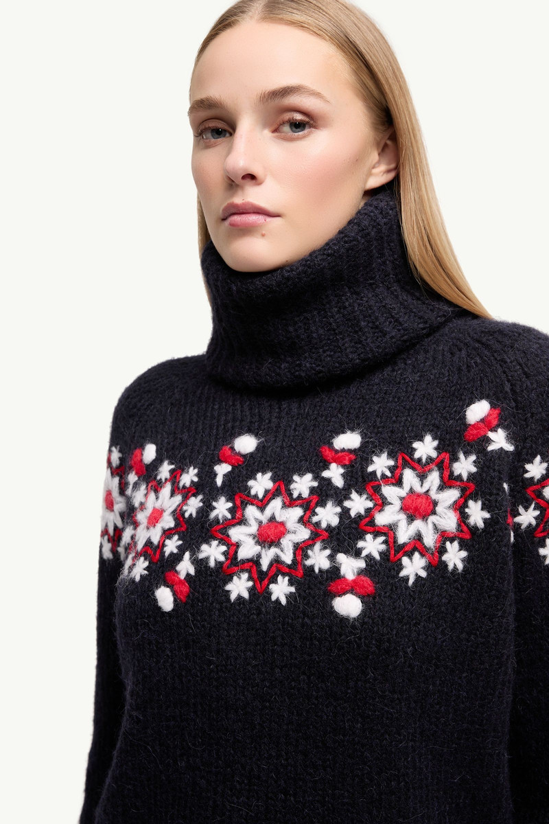 Hand-Embroidered Alpaca & Wool Turtleneck Sweater 6