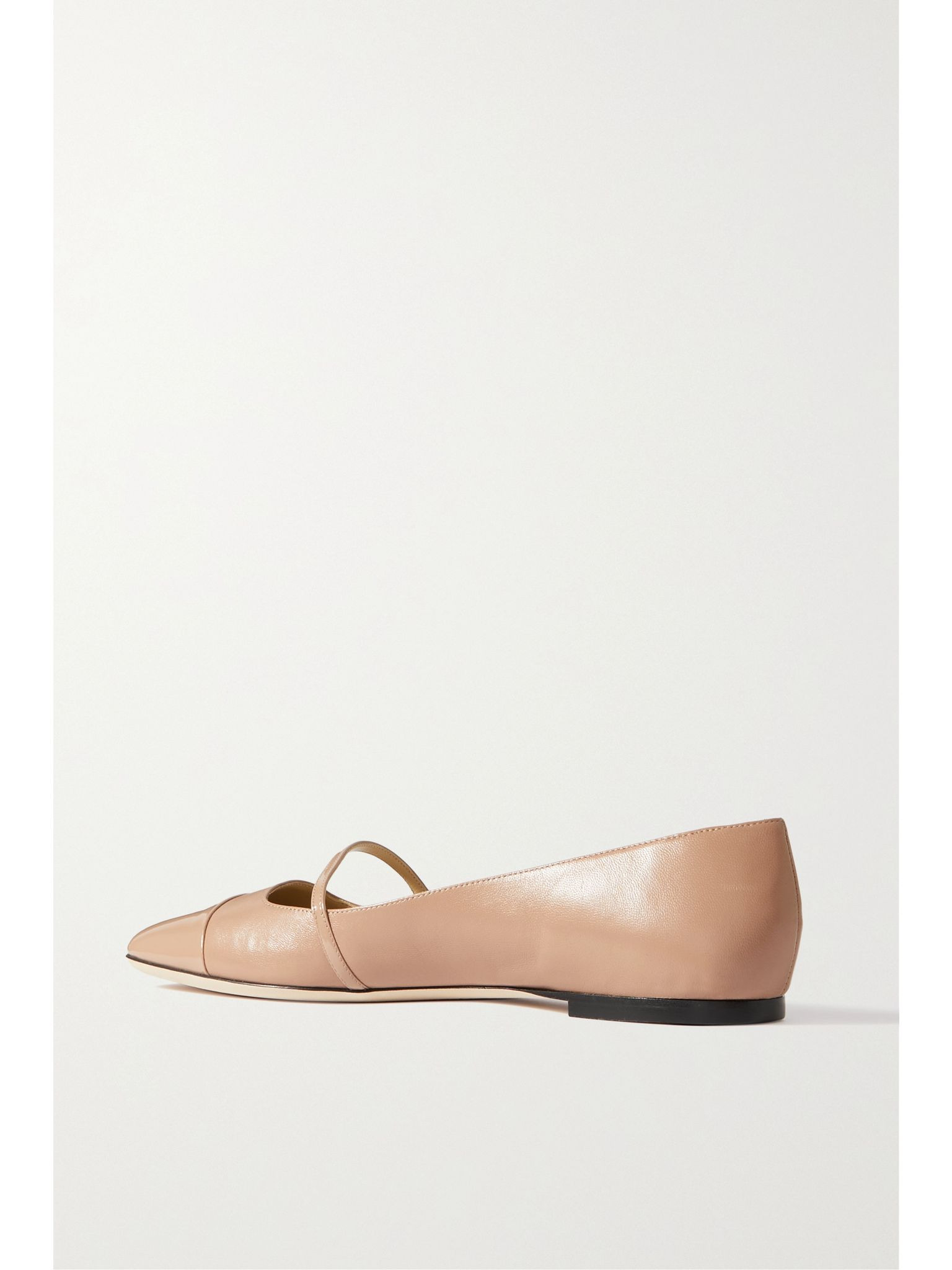 Elisa embellished patent-trimmed leather Mary Jane flats Beige - 3