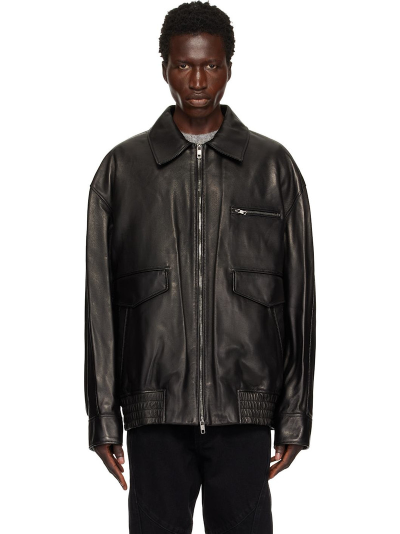 Black Banding Leather Jacket 1