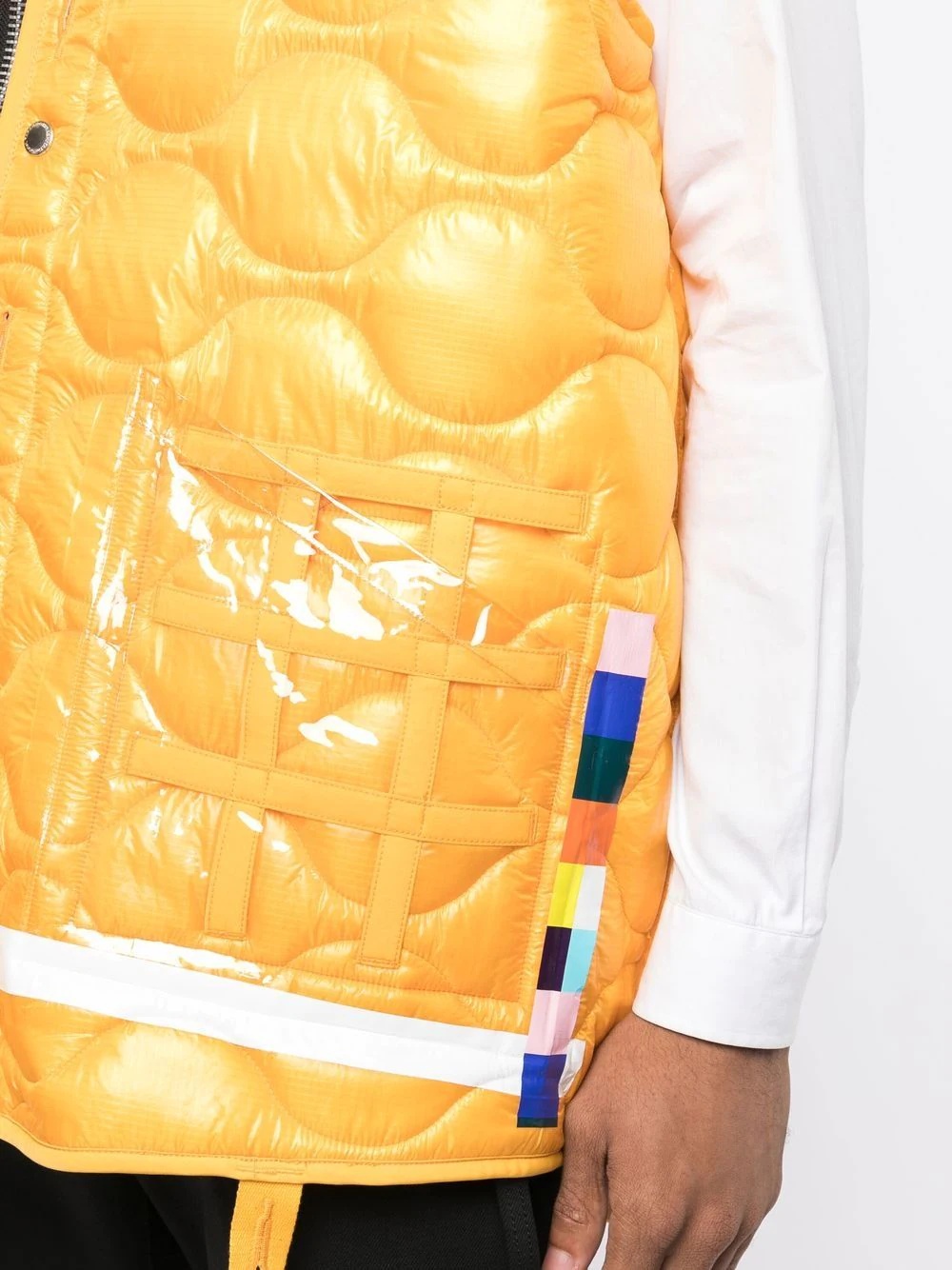 quilted transparent pocket gilet - 5