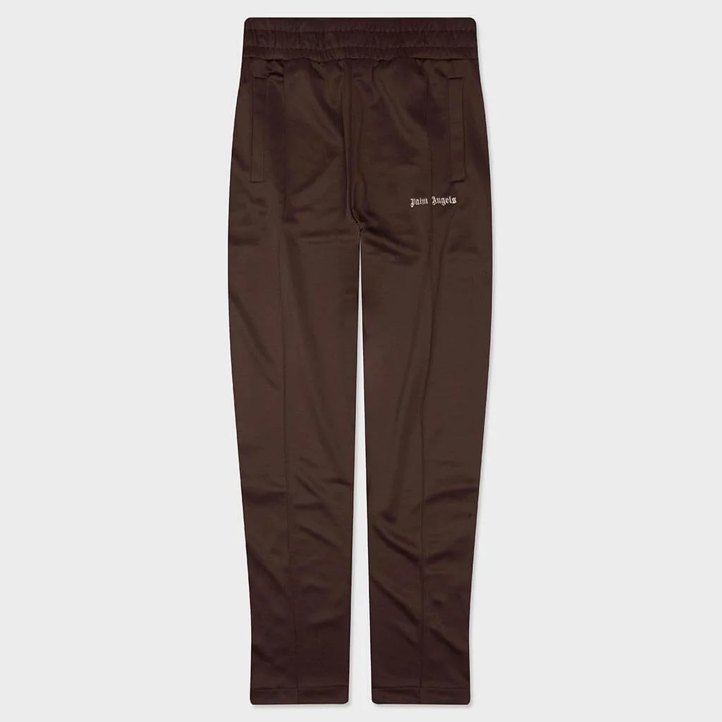 CLASSIC LOGO TRACK PANTS - BROWN/OFF WHITE - 1