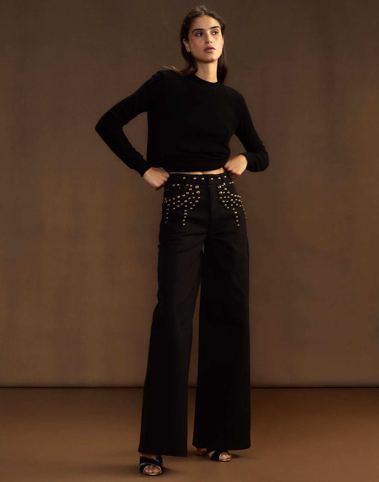 Serena Studded Wide Leg Jeans - 4
