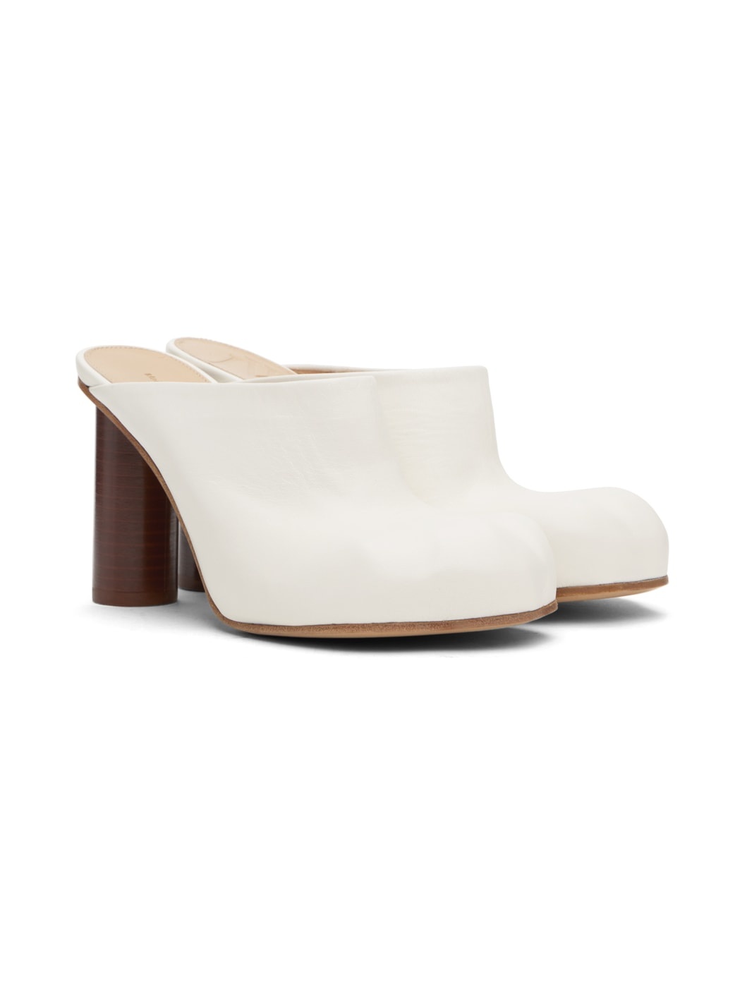 White Paw Leather Mules - 4
