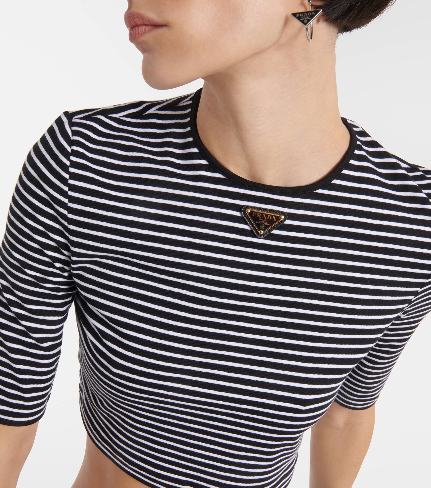 Logo cotton-blend crop top - 4