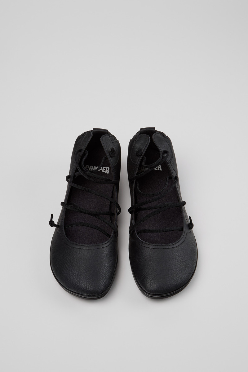 Right Black Leather Ankle Boots for Women. 4